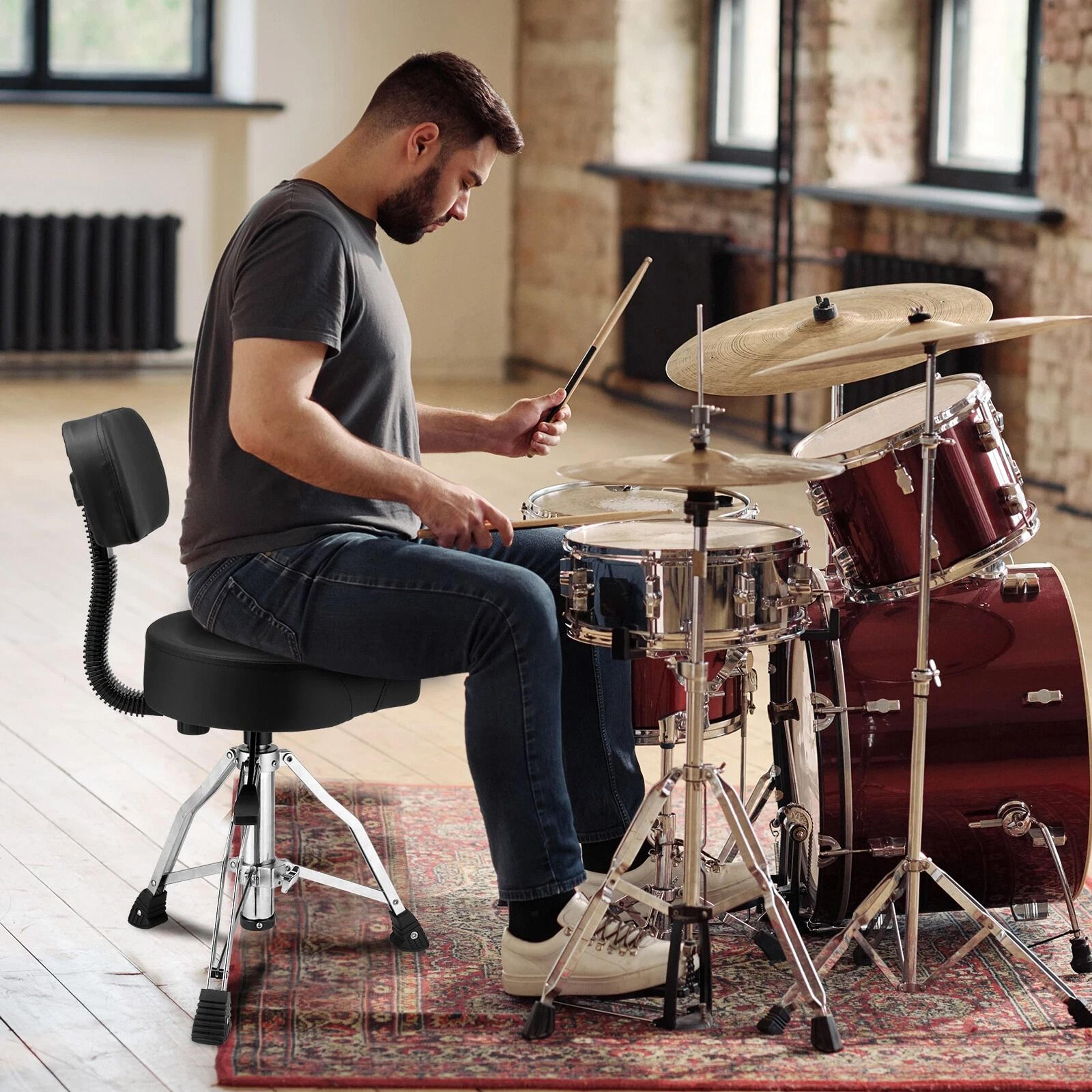 Adjustable Drum Throne With Backrest  Hydraulic Drum Stool For Drummers 5