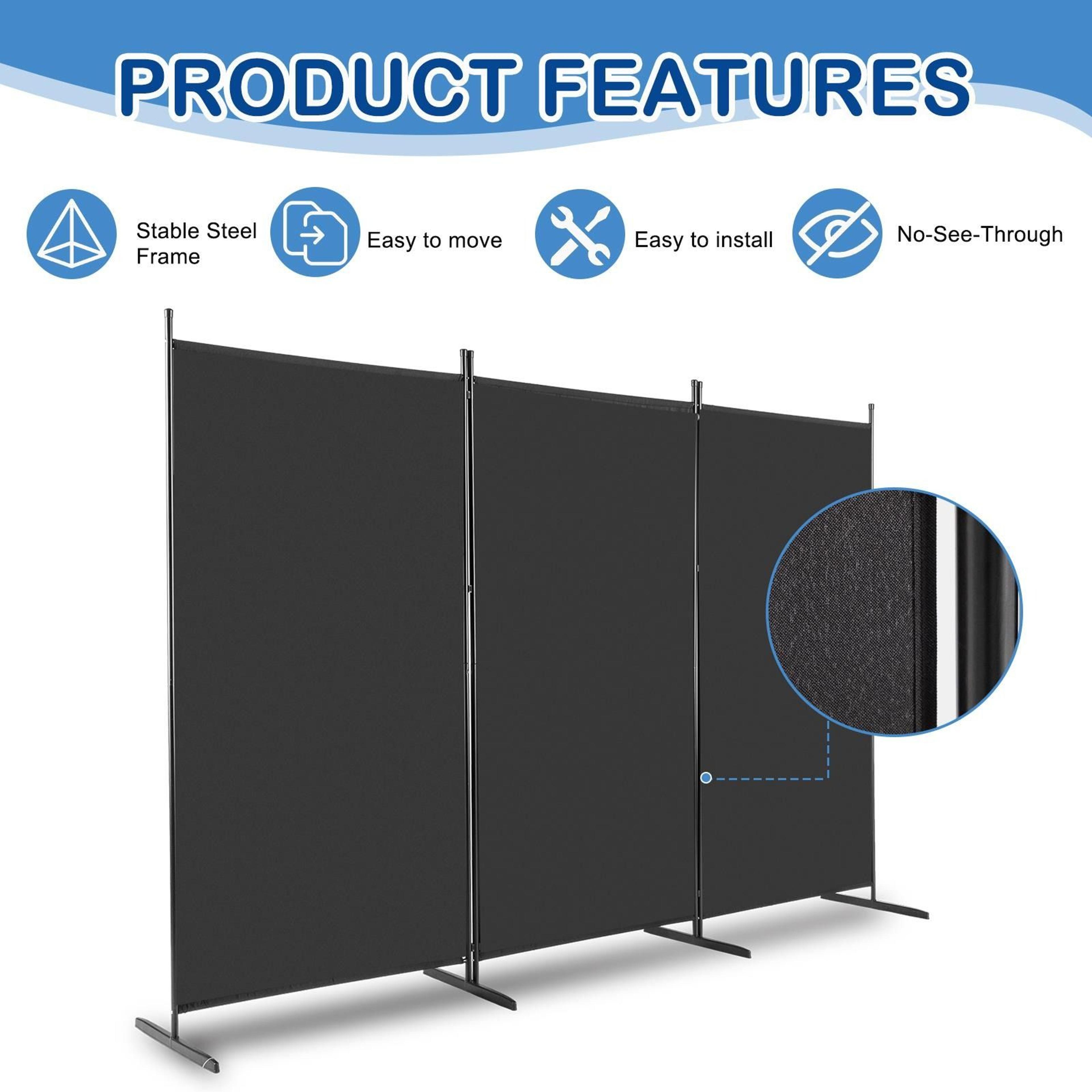 Room Divider Privacy Screens For Home Office  Folding Steel With Adjustable Panels 5