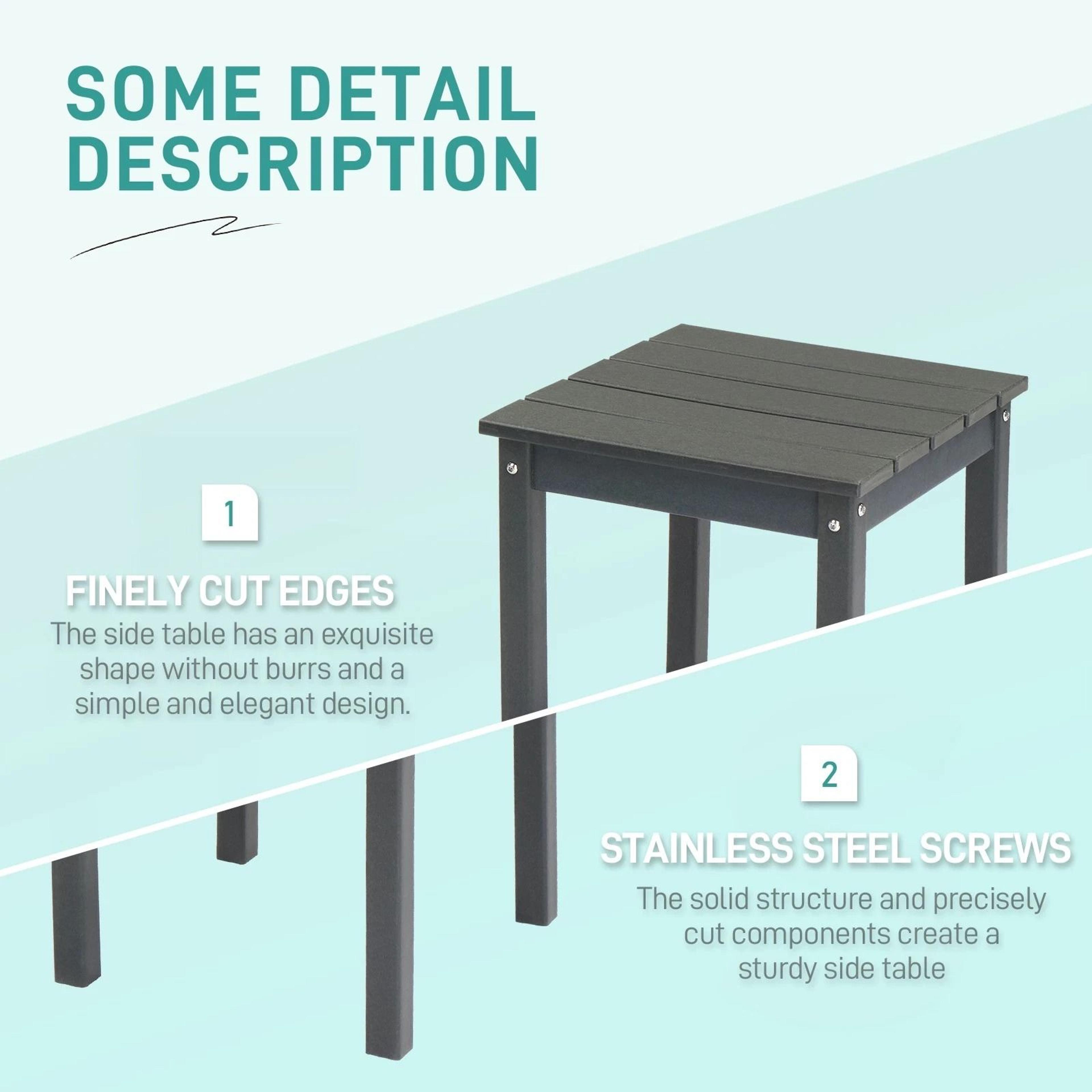 WeatherResistant Garden Square Side Table  Durable Compact Outdoor End Table 4