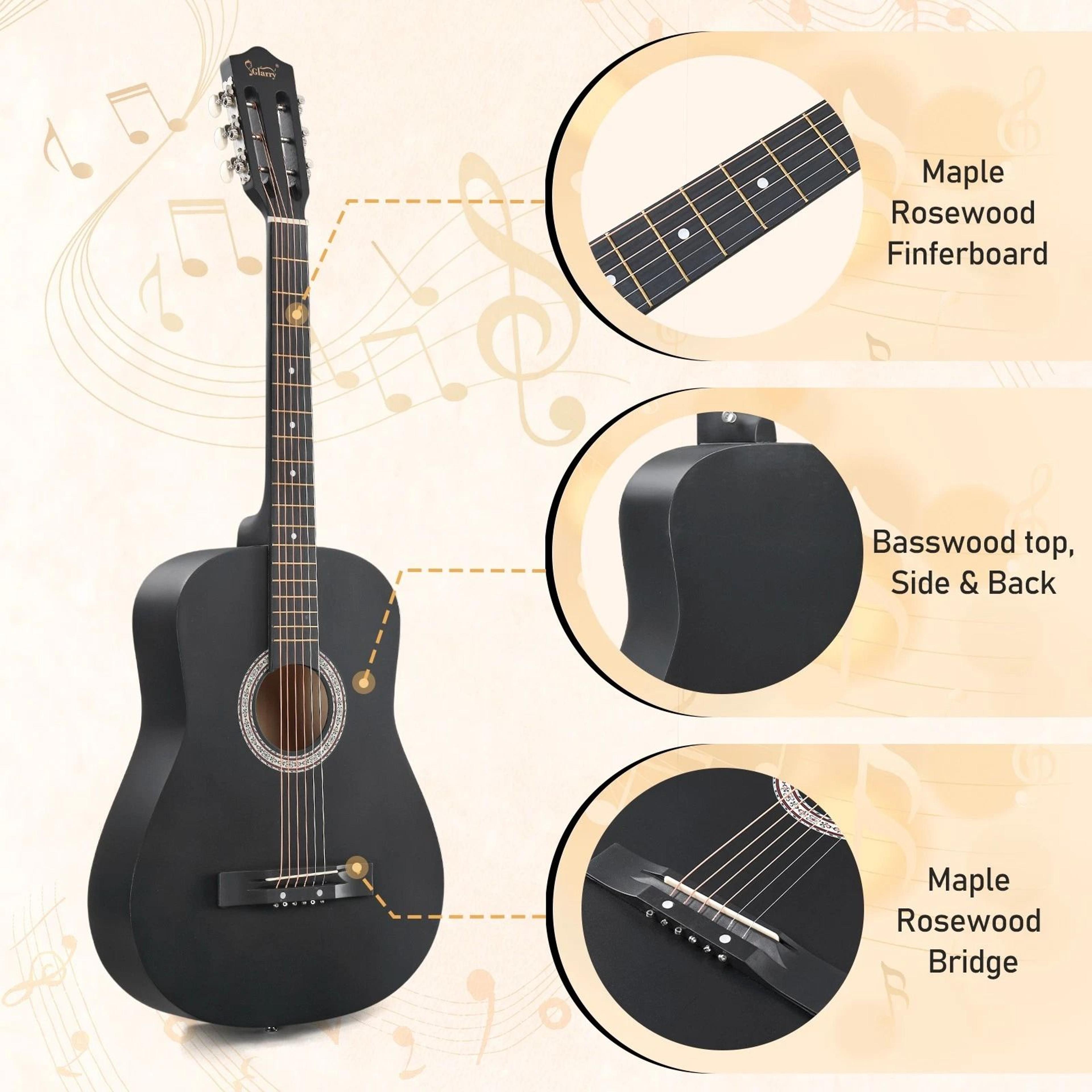 Round Acoustic Guitar Set Tuner Strings And Picks  Perfect For Beginners 2