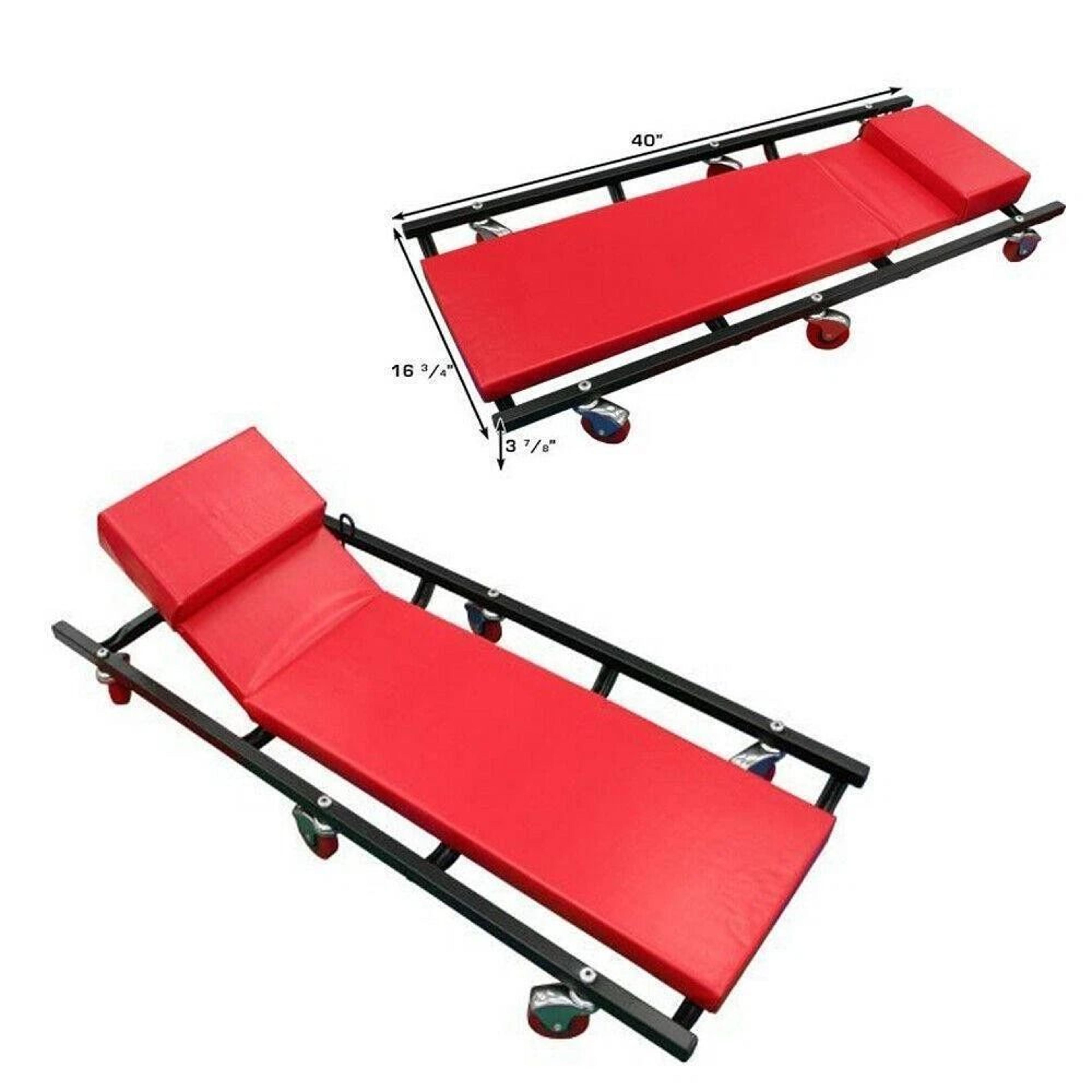 Adjustable Rolling Mechanic Creeper Seat With Cushion For Garage Shop  Repair Work 1