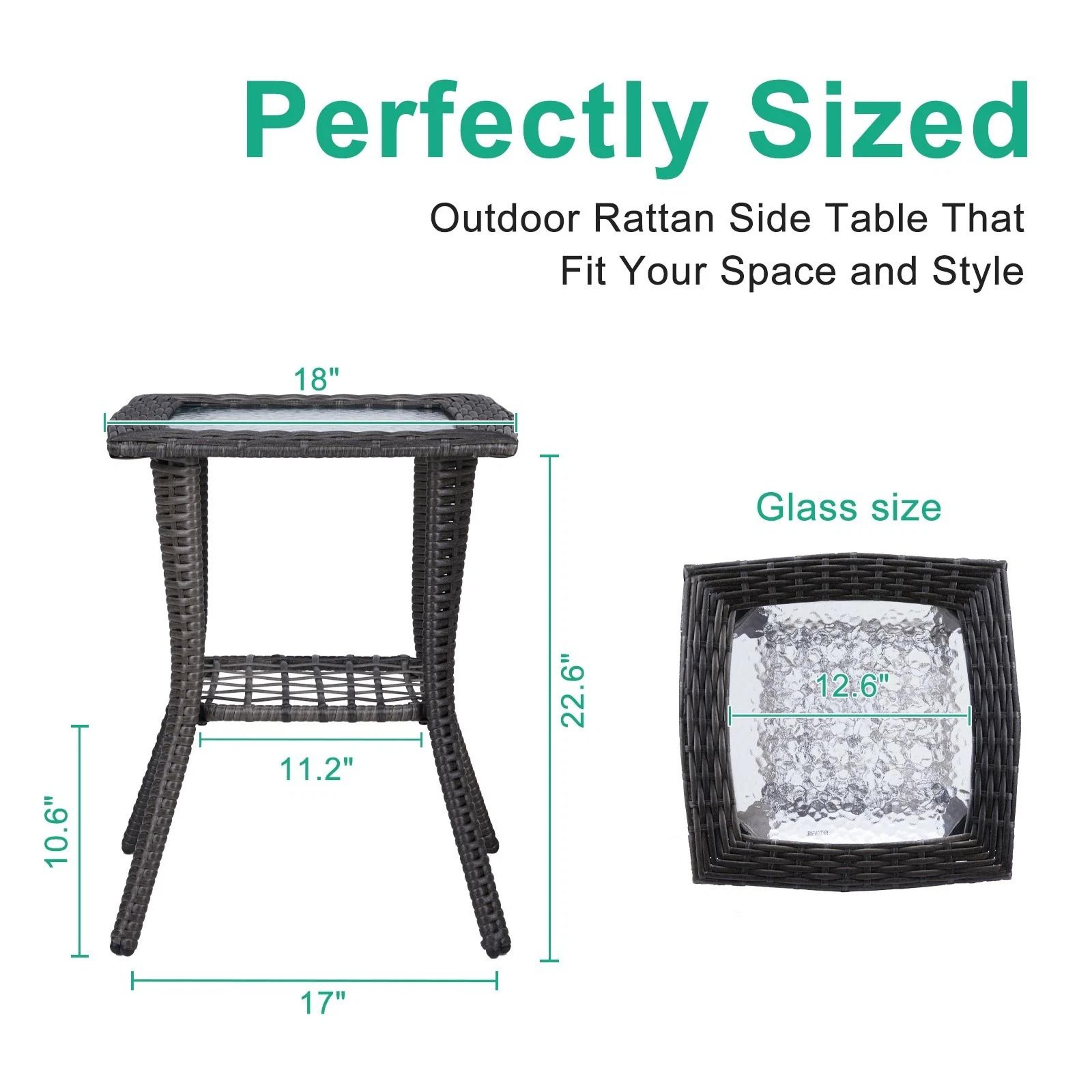 Outdoor Side Table For Patio Porch  Balcony  AllWeather Coffee Bistro Table With Storage  Easy Asse 3