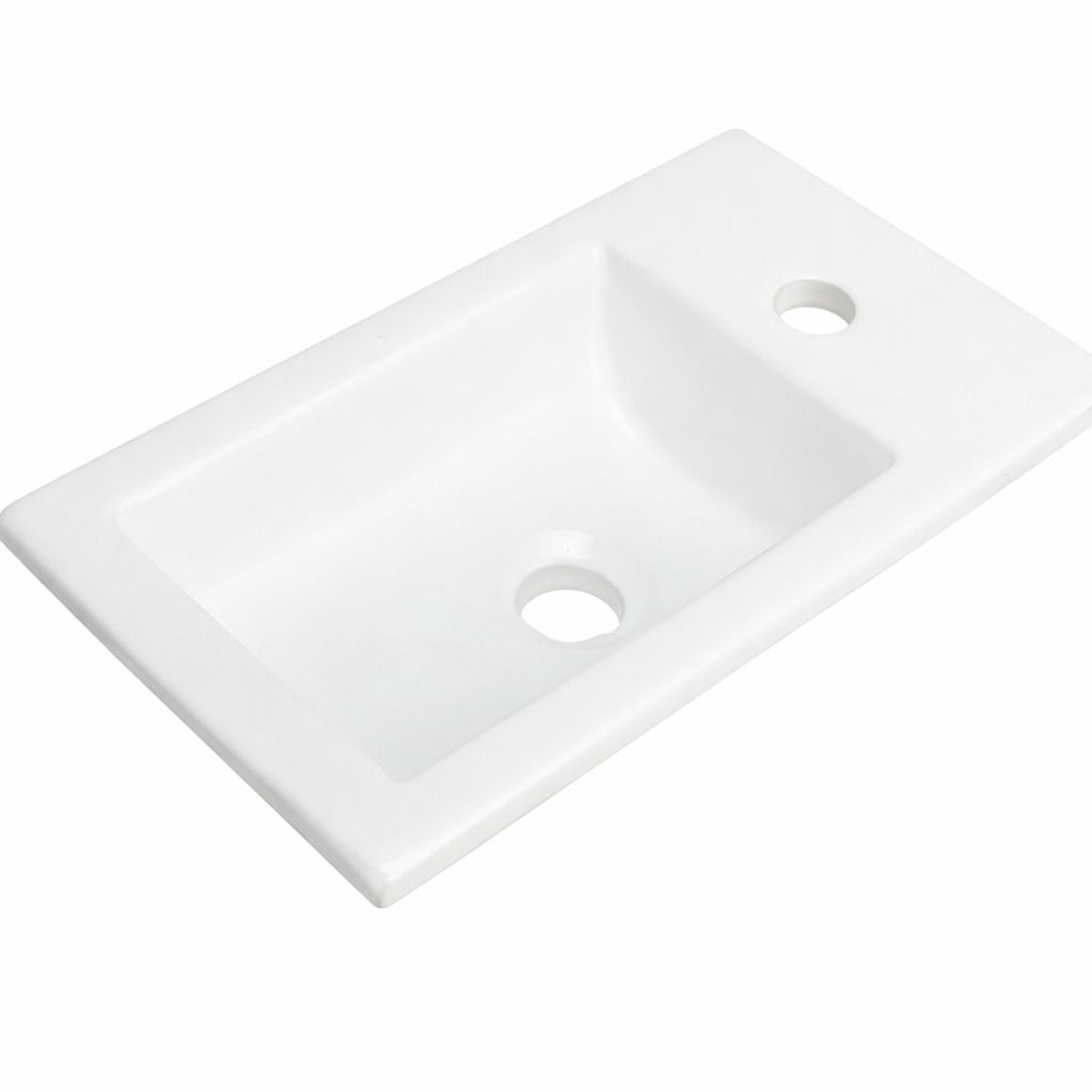 high-fired fireclay ceramic vanity top sink rectangular white single hole basin