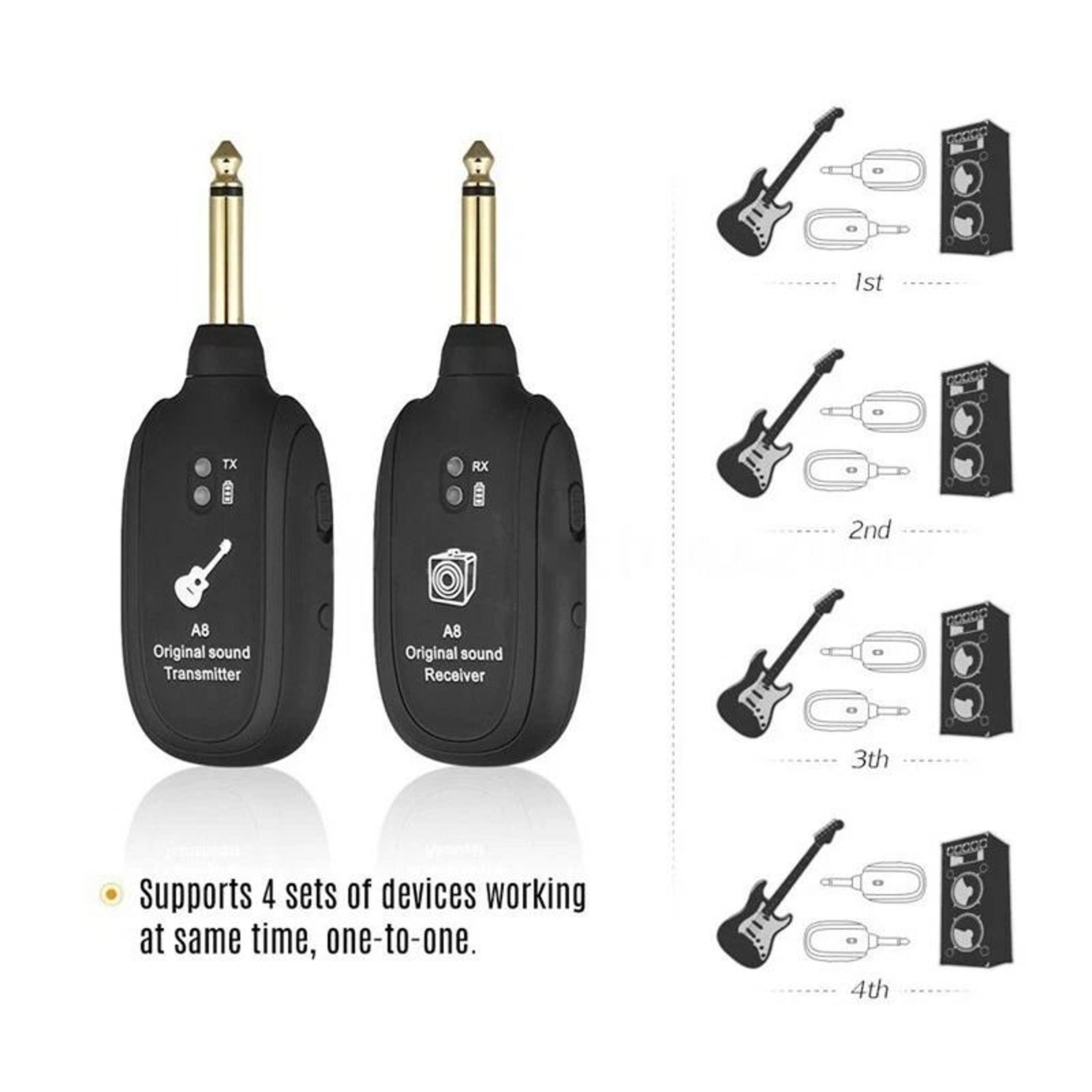 Wireless Guitar System Transmitter  Receiver  BuiltIn Rechargeable 8