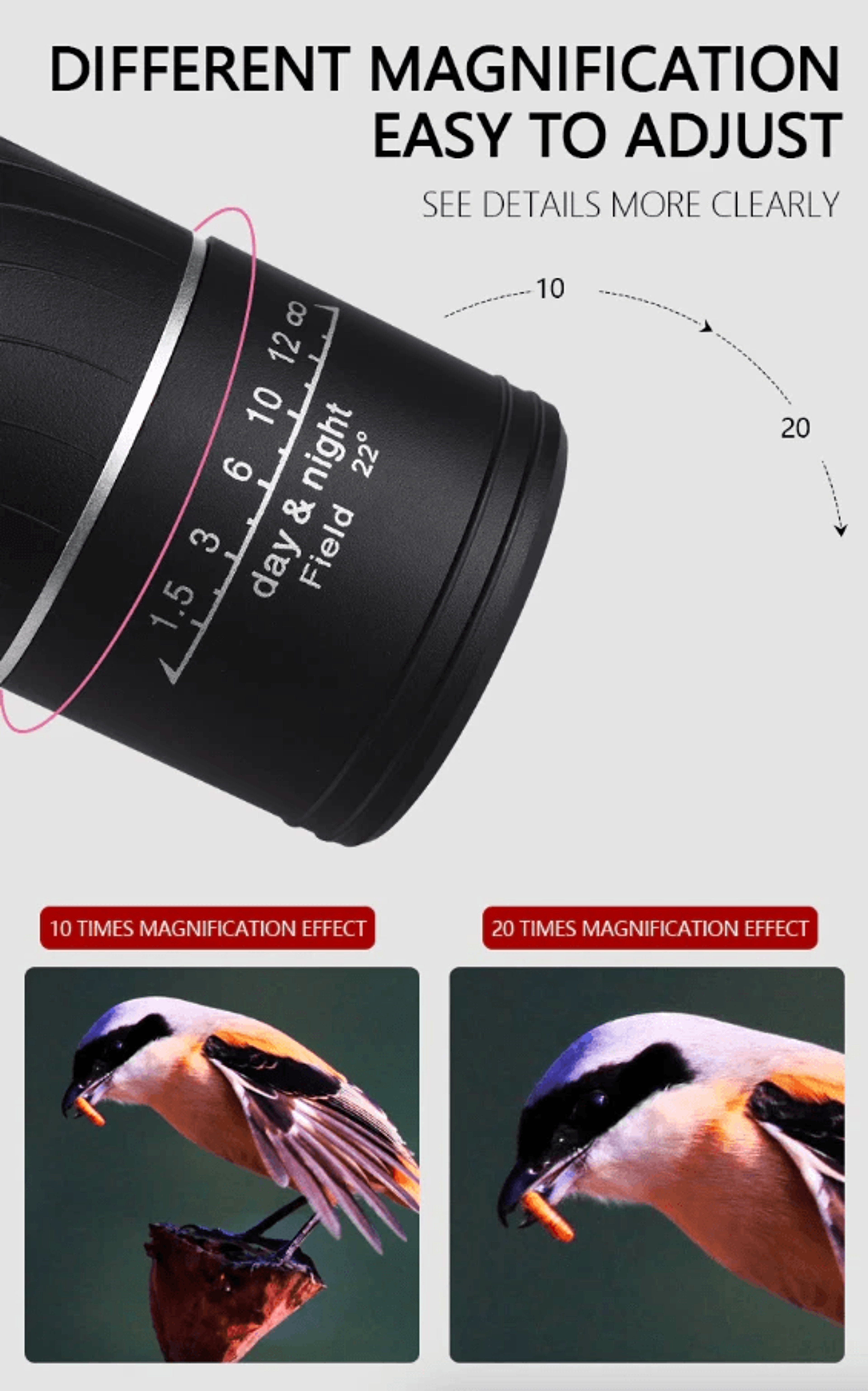 Monocular Binoculars With Night Vision Prism Waterproof 3