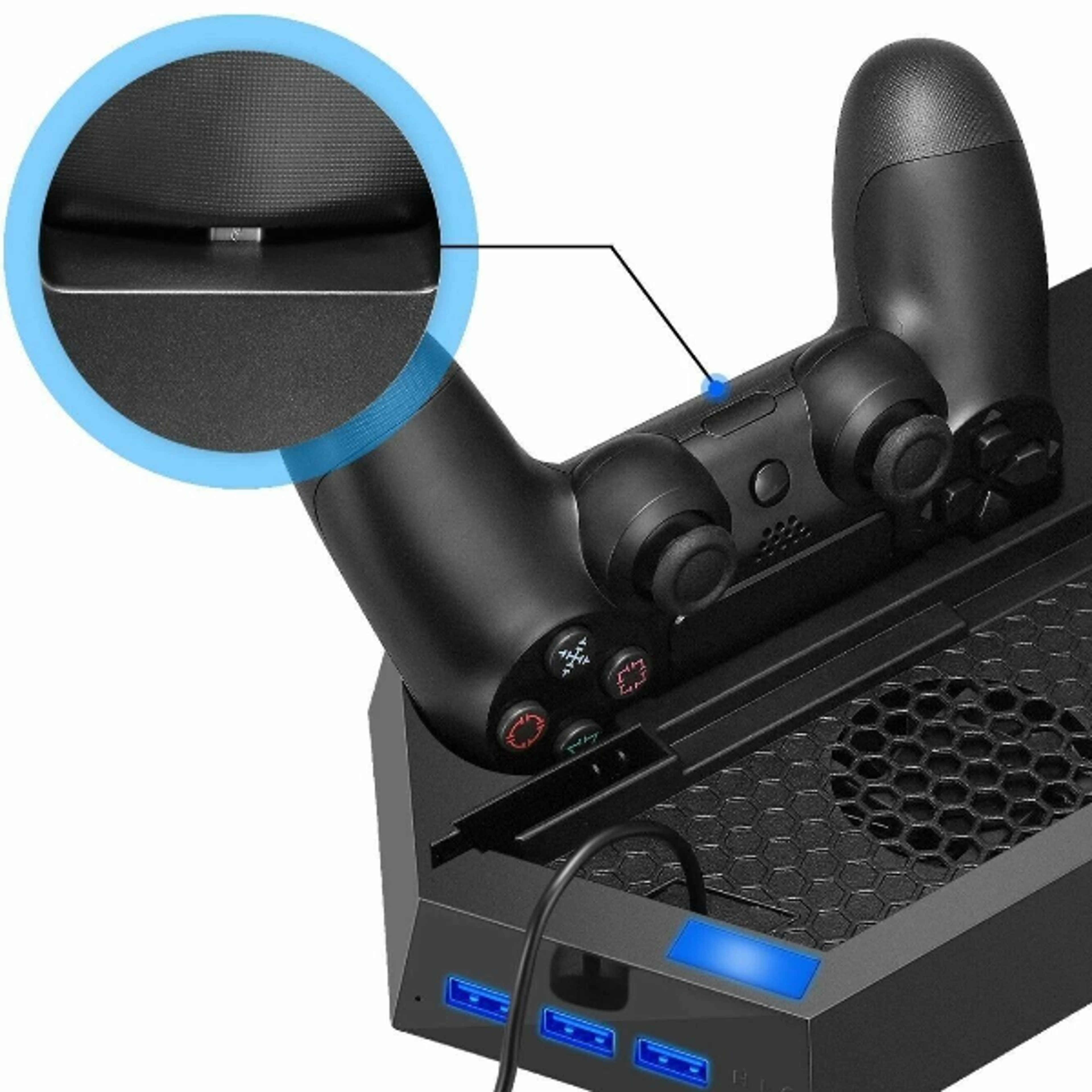 cooling station vertical stand with controller charging dock and dual fans