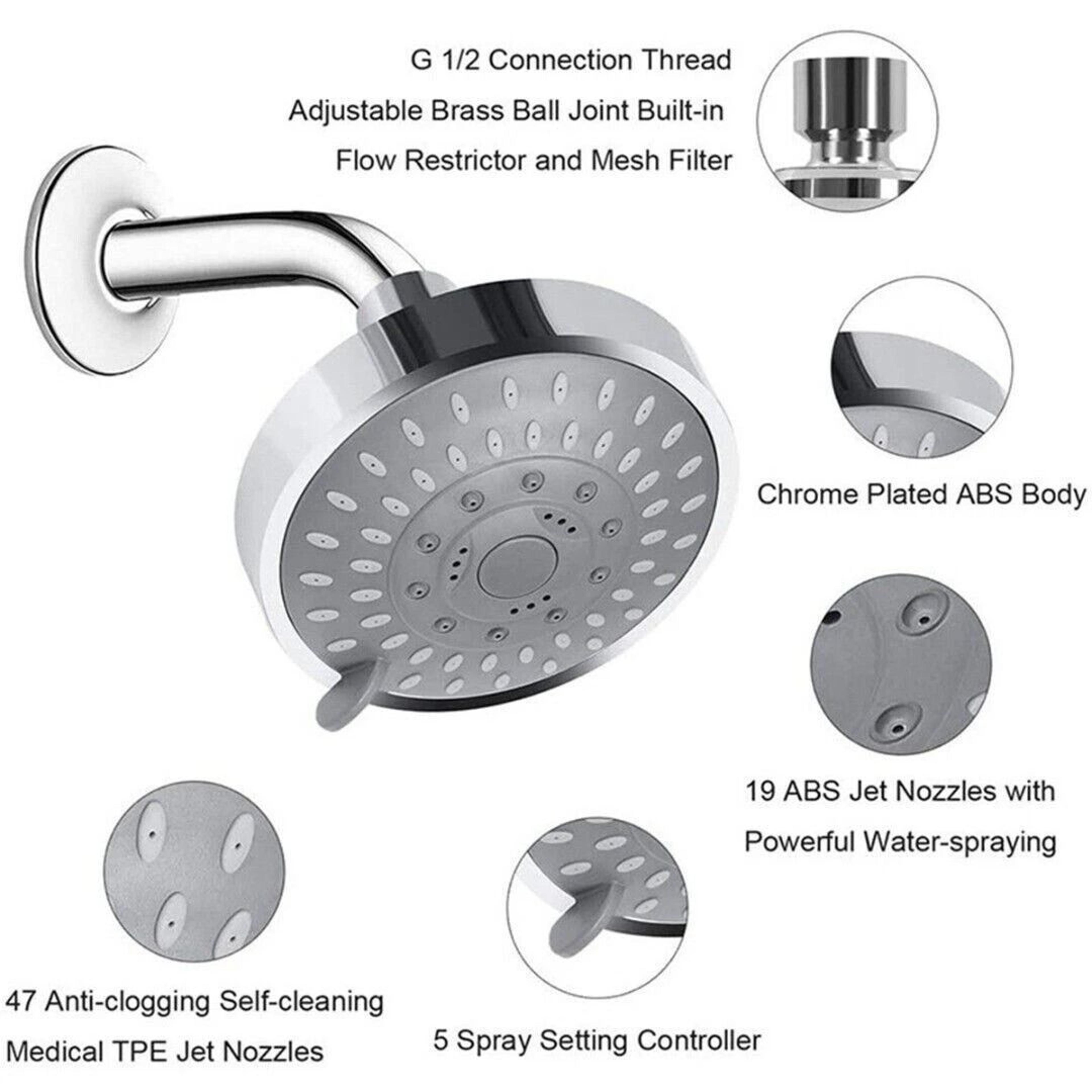 High Pressure Handheld Shower Head  Adjustable Spray Top Spray And Bath Functions 7