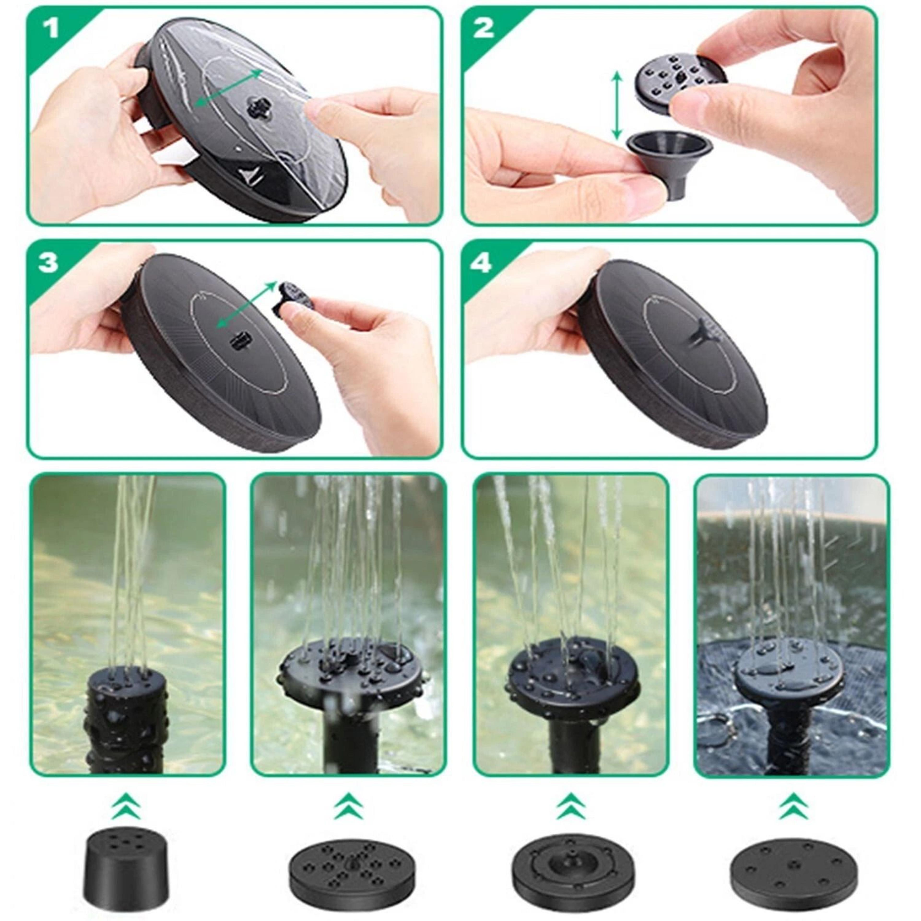 Solar Power Bird Bath Fountain Pump  Upgrade With Solar Fountain And Nozzles For Outdoor Bird Bath