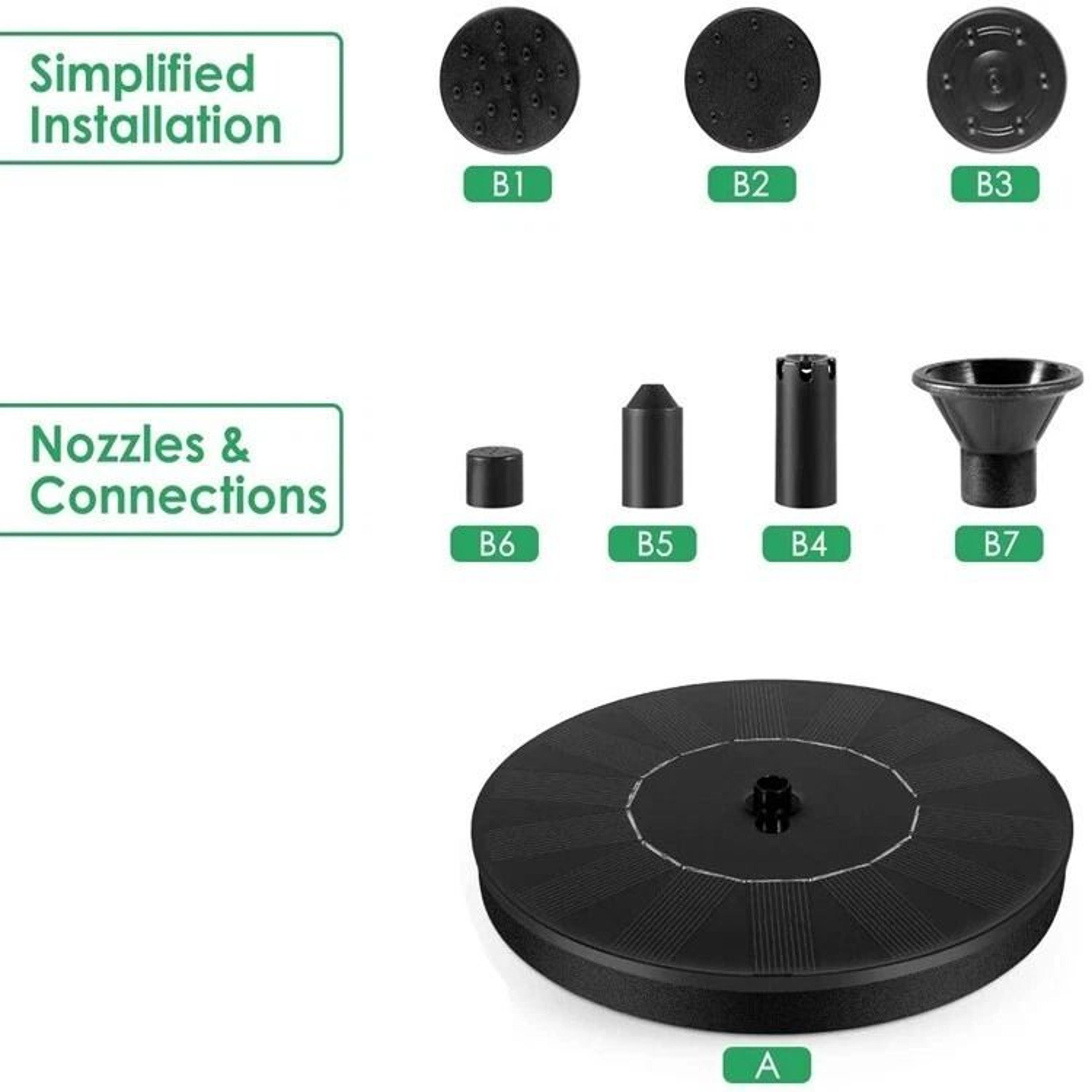 Solar Power Bird Bath Fountain Pump  Upgrade With Solar Fountain And Nozzles For Outdoor Bird Bath