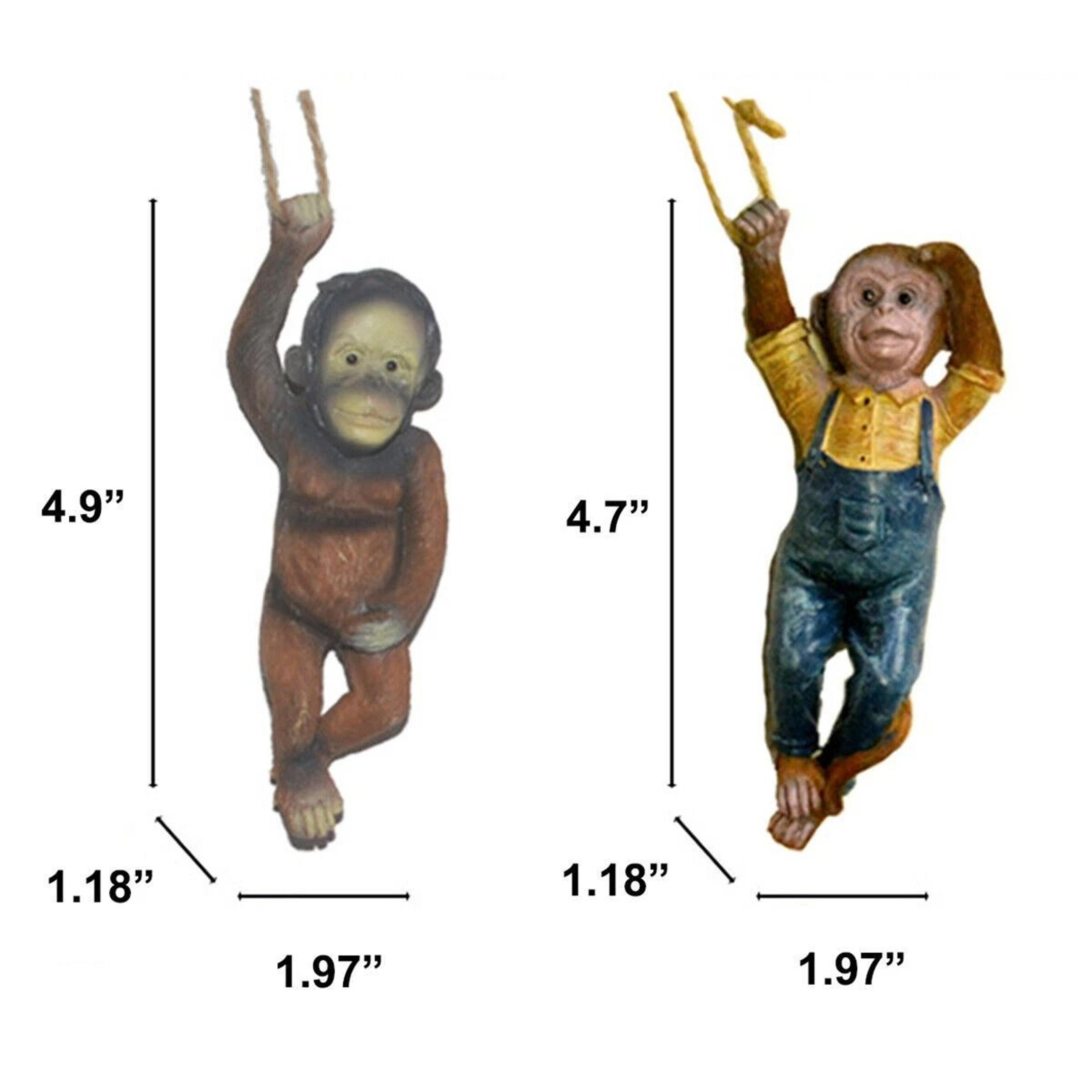 Monkey Chimp Hanging Rope Garden Ornament  Outdoor Resin Statue Sculpture For Lawn  Patio Decor 4