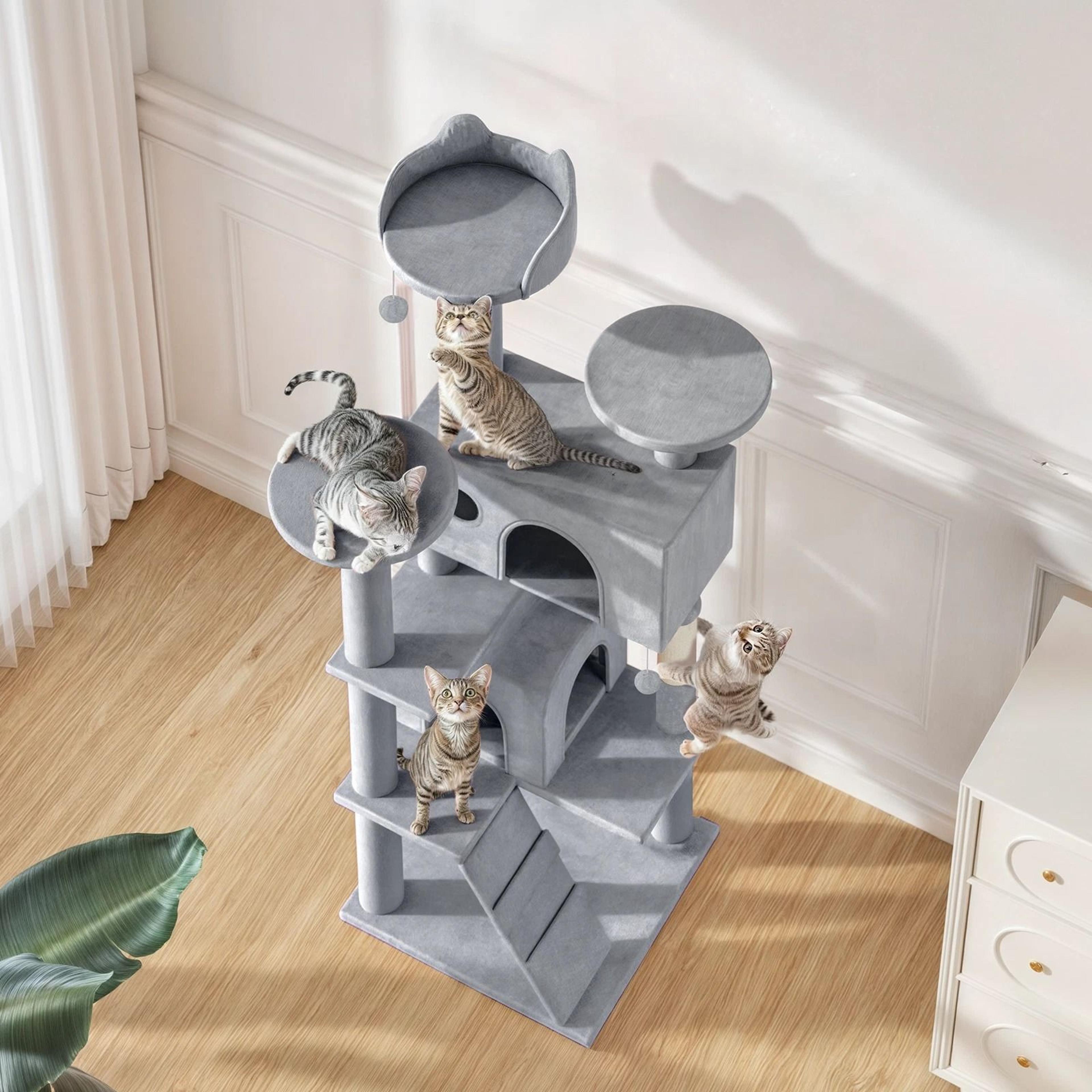 MultiLevel Cat Tree Tower With Scratching Posts  Sturdy Kitten For Rest And Play 9