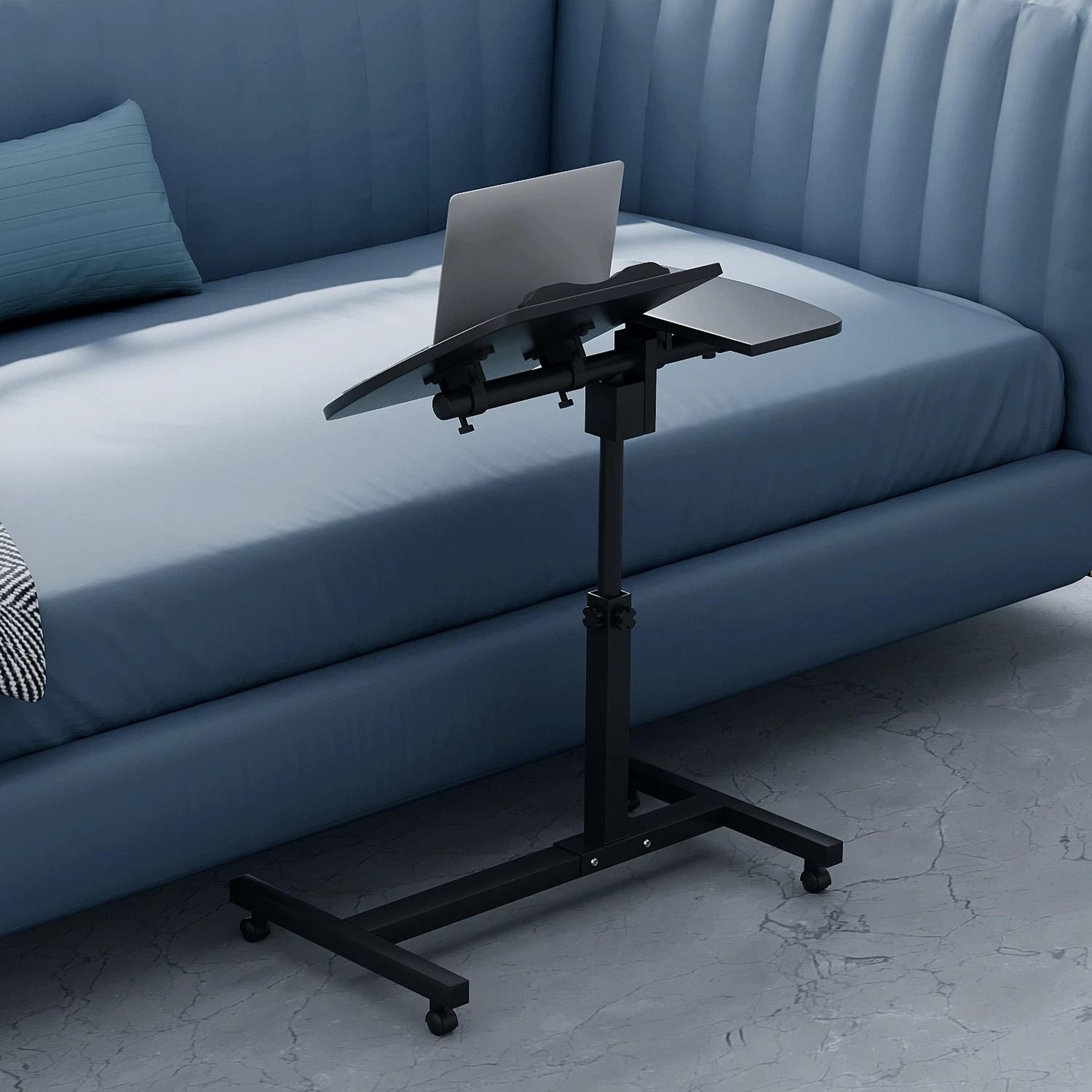 adjustable rolling laptop desk with swivel & tilt – portable sofa tray table for home & office use