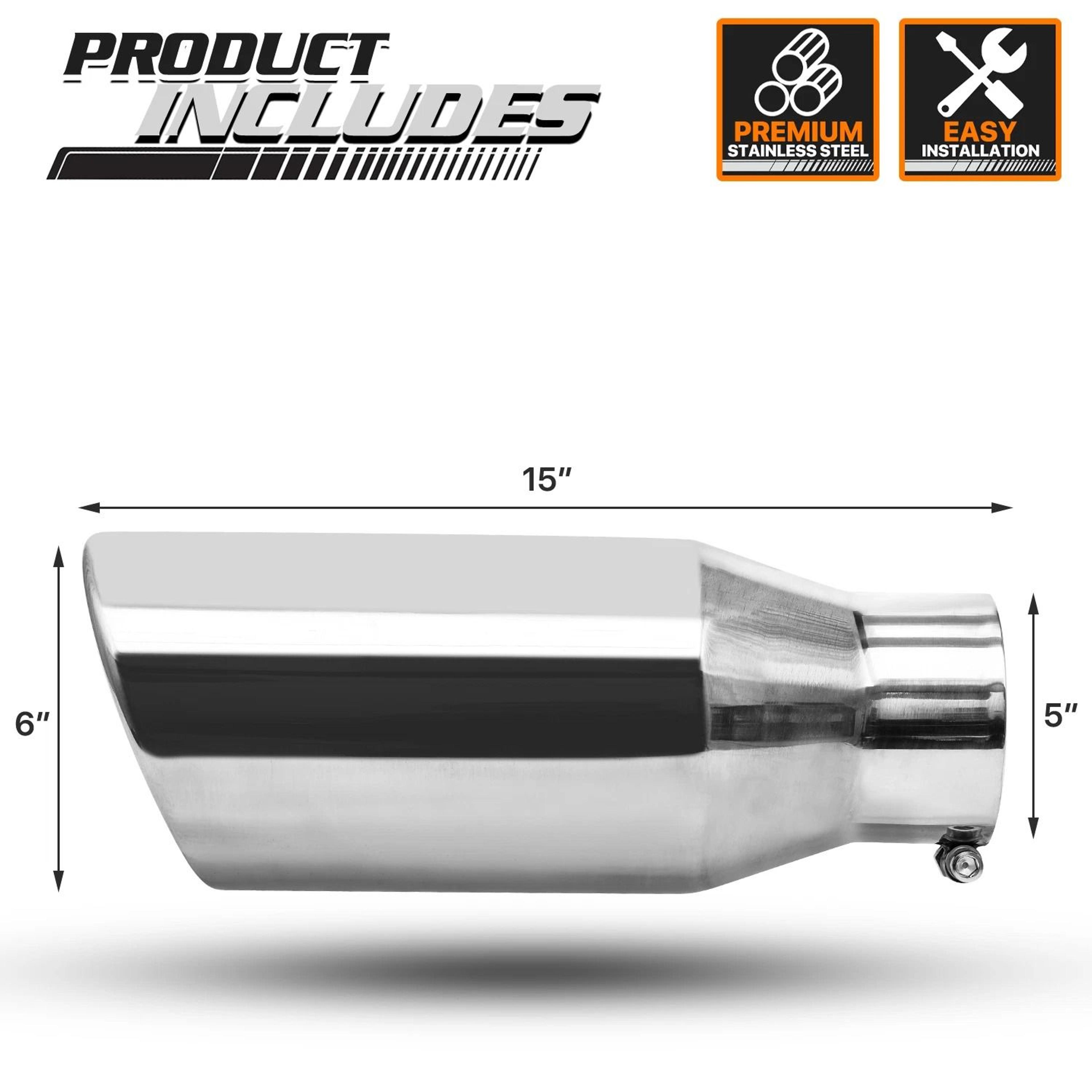 Chrome Slant Exhaust Pipe Tail Muffler  Diagonal Cut Roll Tip For Enhanced Vehicle Performance 5