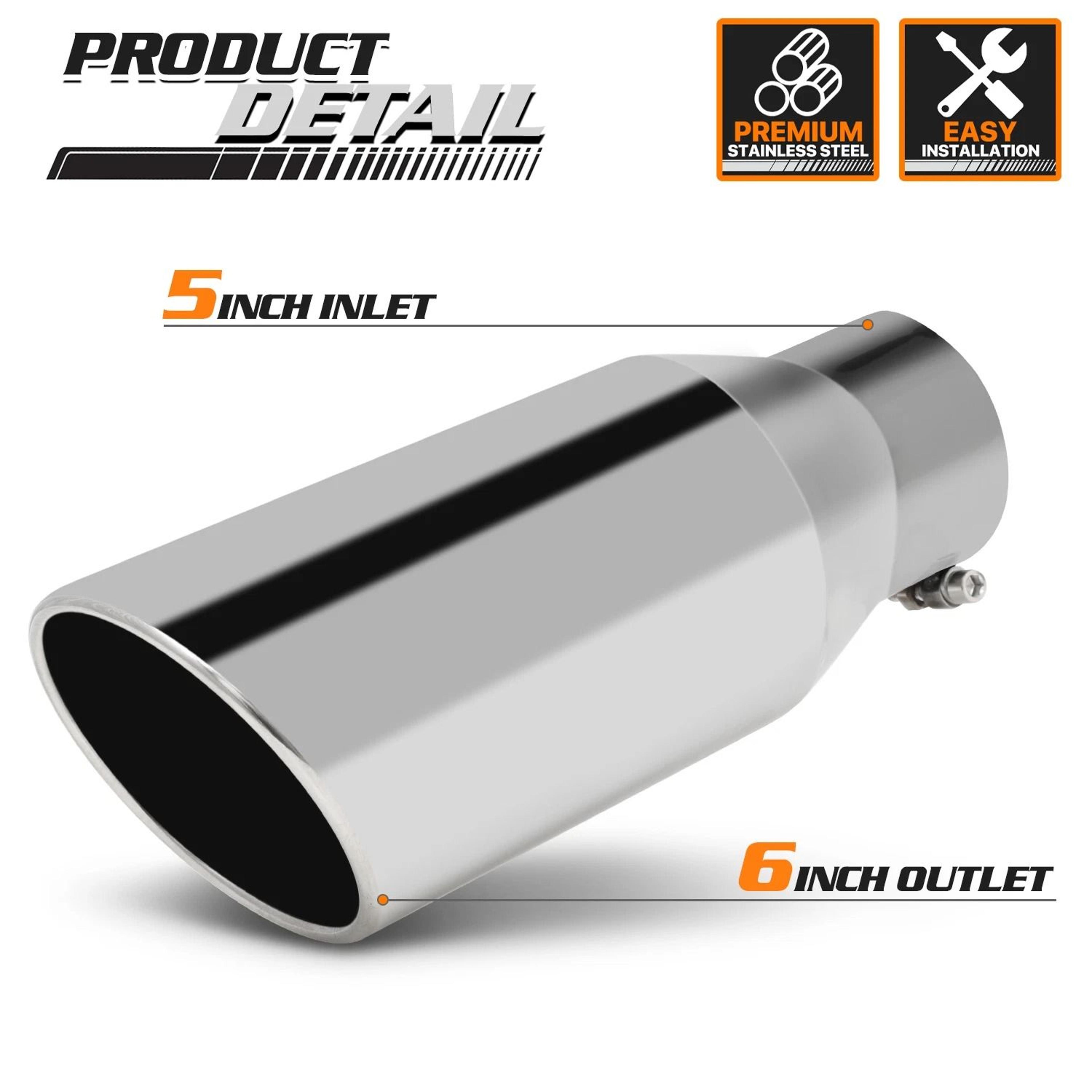 Chrome Slant Exhaust Pipe Tail Muffler  Diagonal Cut Roll Tip For Enhanced Vehicle Performance 6