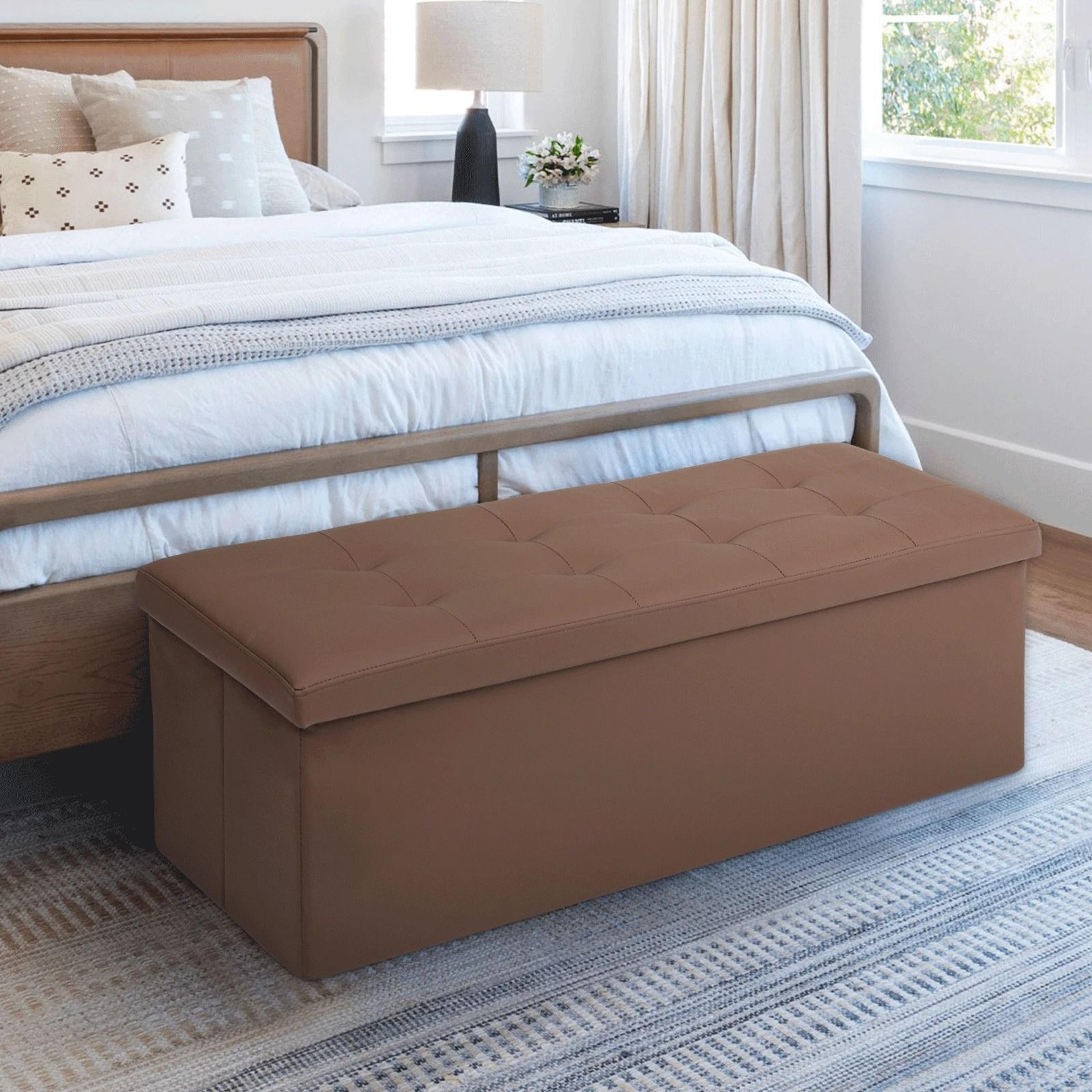 Fabric Storage  PU Leather Upholstered Lift Top Footrest With Ample Storage 1
