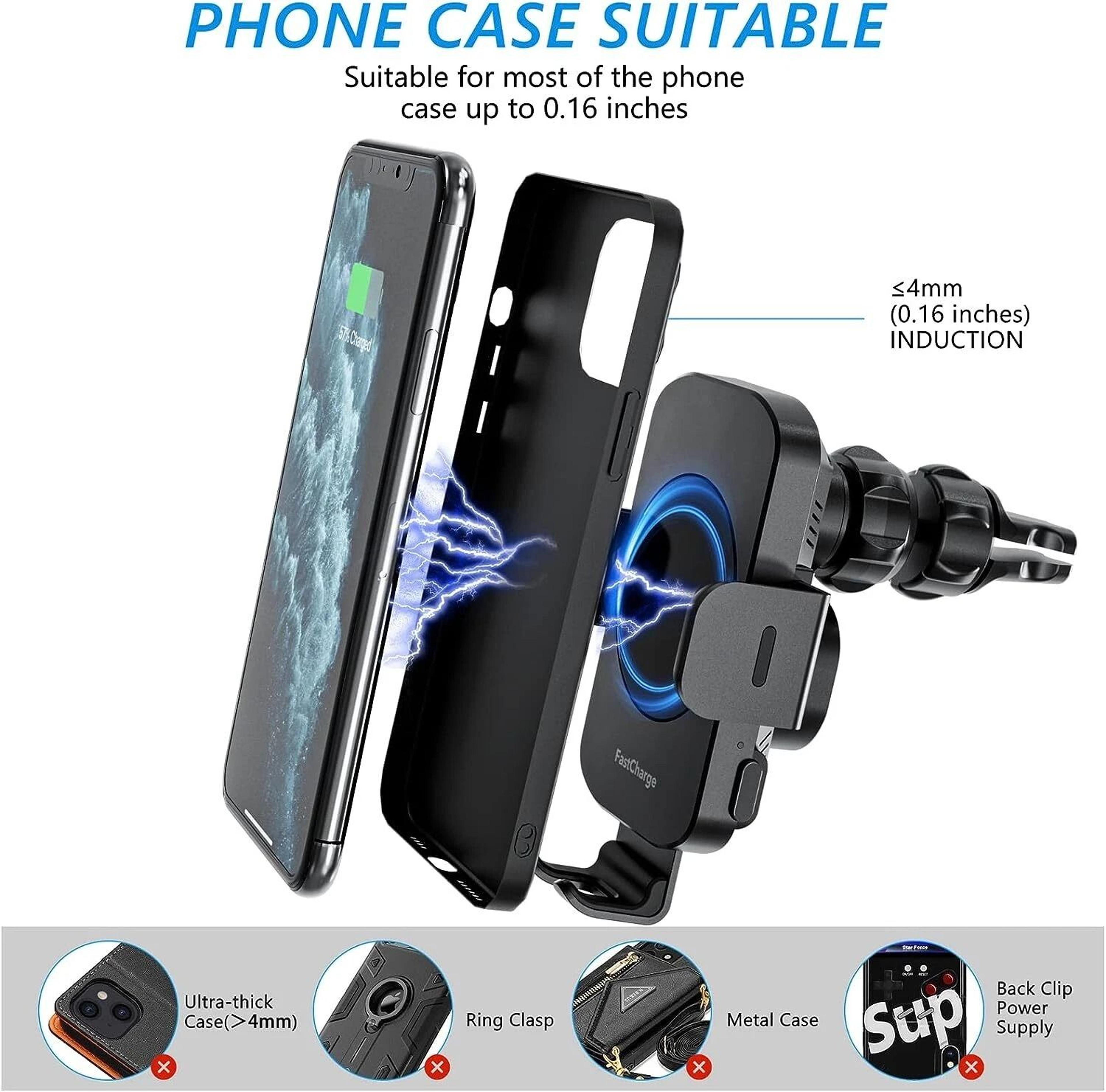 Wireless Car Charger With Magnetic Holder  Fast Charging For Dashboard  AirVent 4