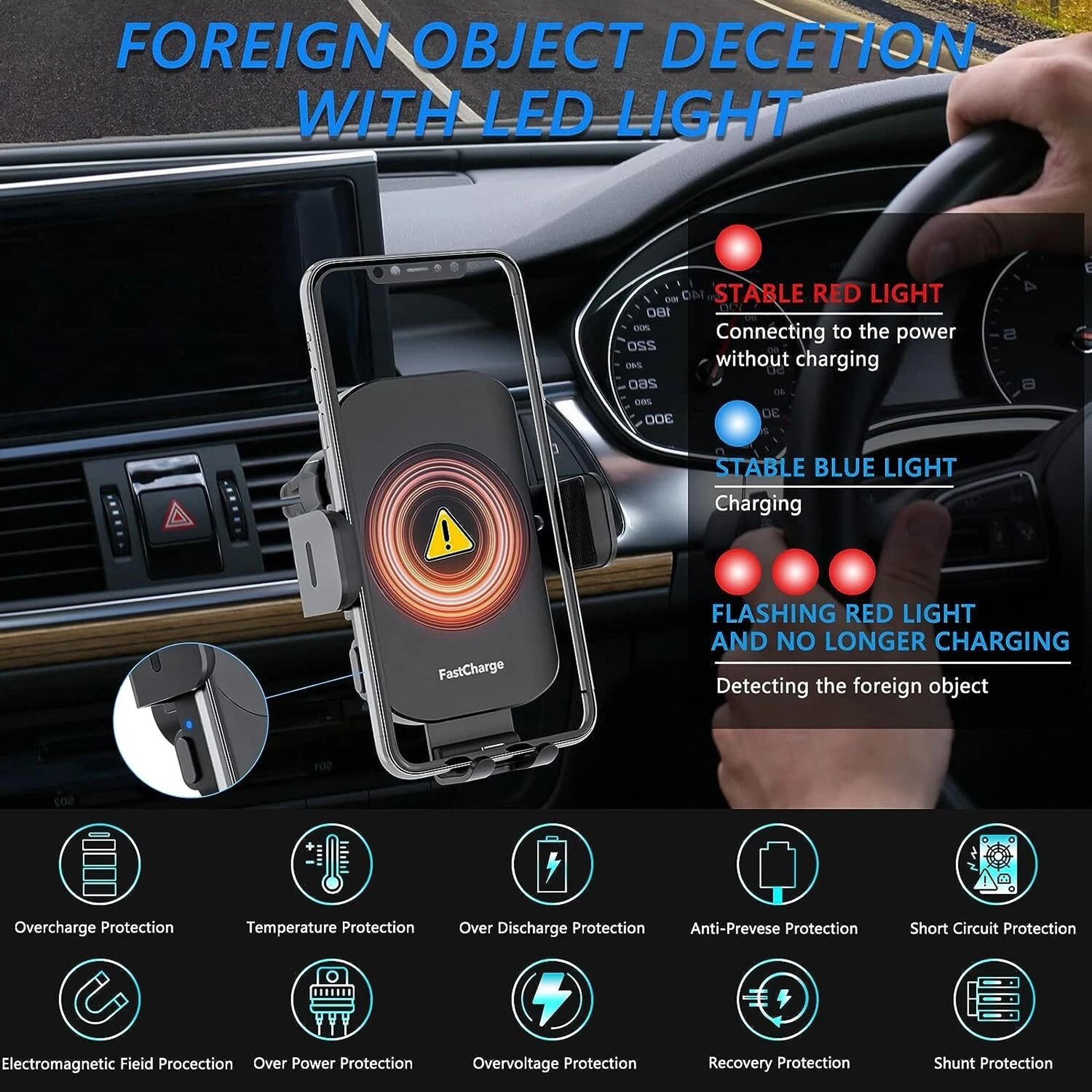 Wireless Car Charger With Magnetic Holder  Fast Charging For Dashboard  AirVent 5
