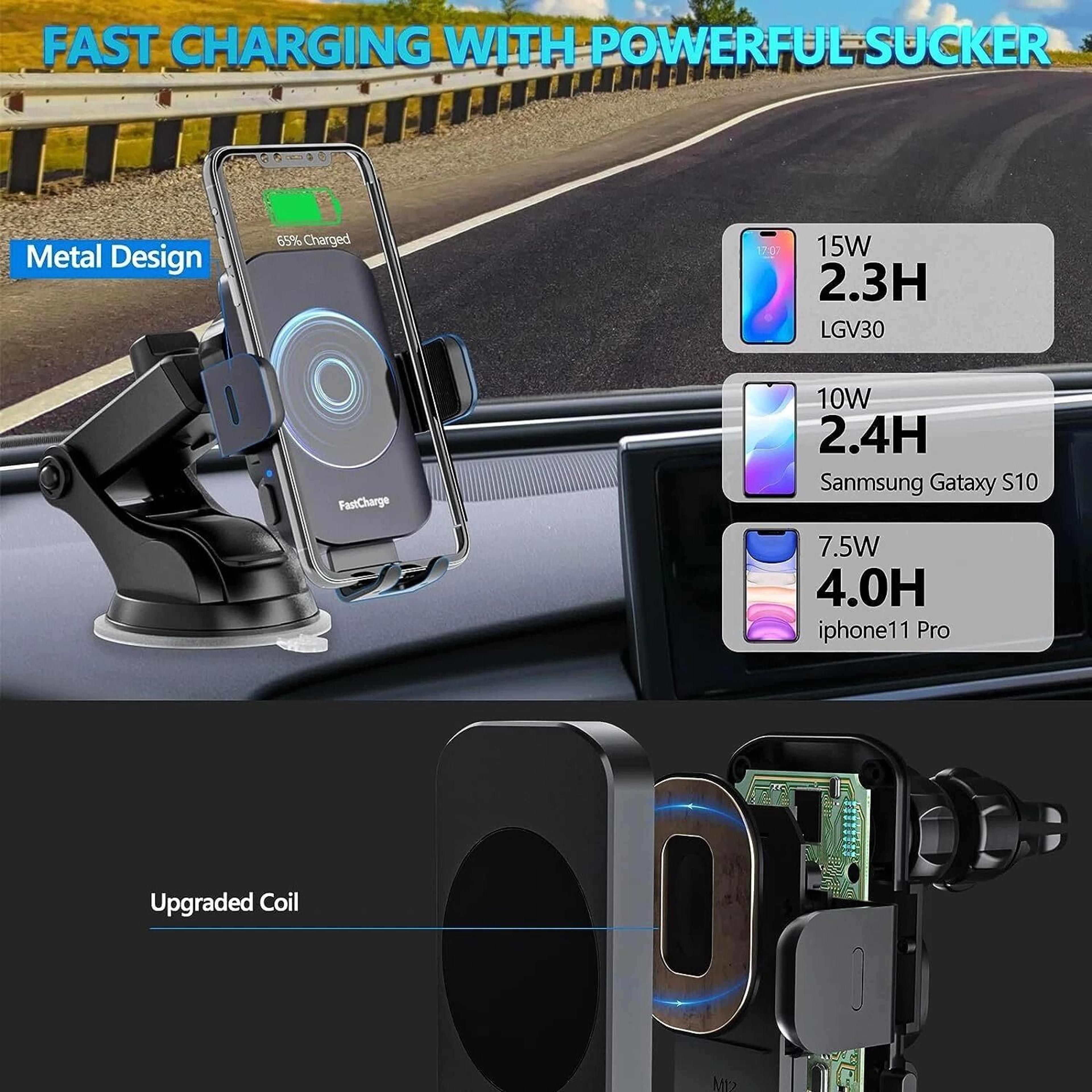 Wireless Car Charger With Magnetic Holder  Fast Charging For Dashboard  AirVent 7