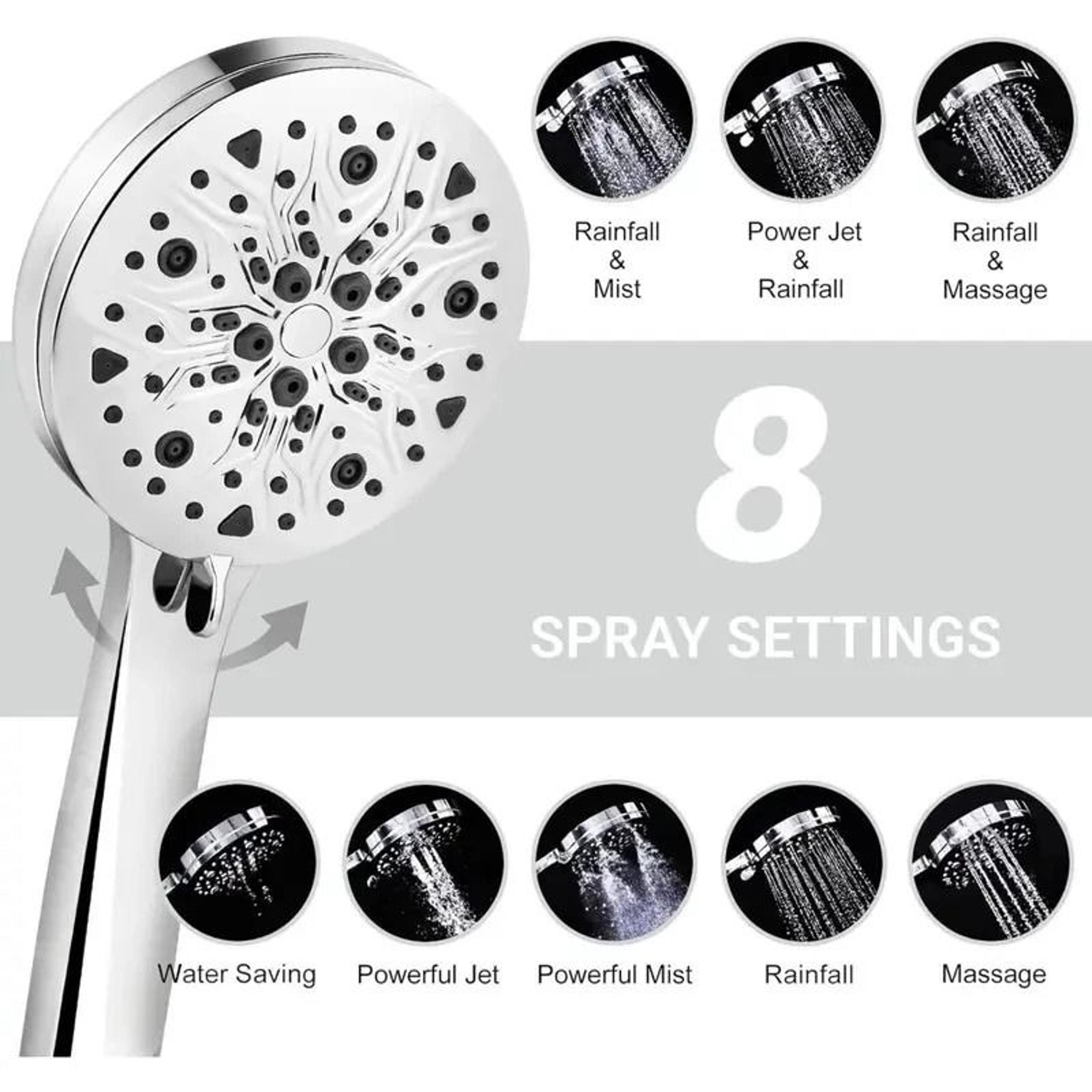 High Pressure Handheld Shower Head With Spray Settings 5