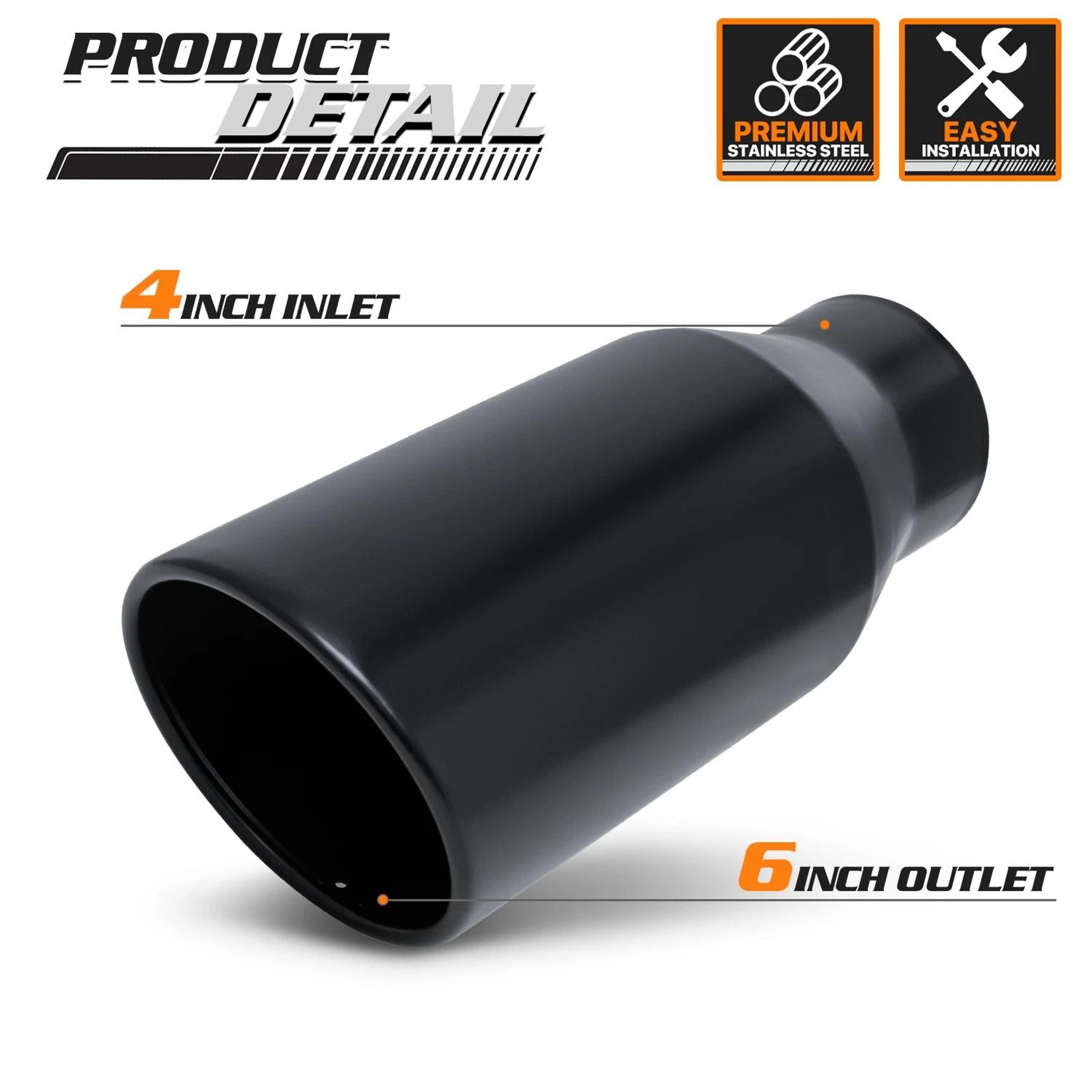 Black Stainless Steel Exhaust Pipe Tail End  Matte Finish 8