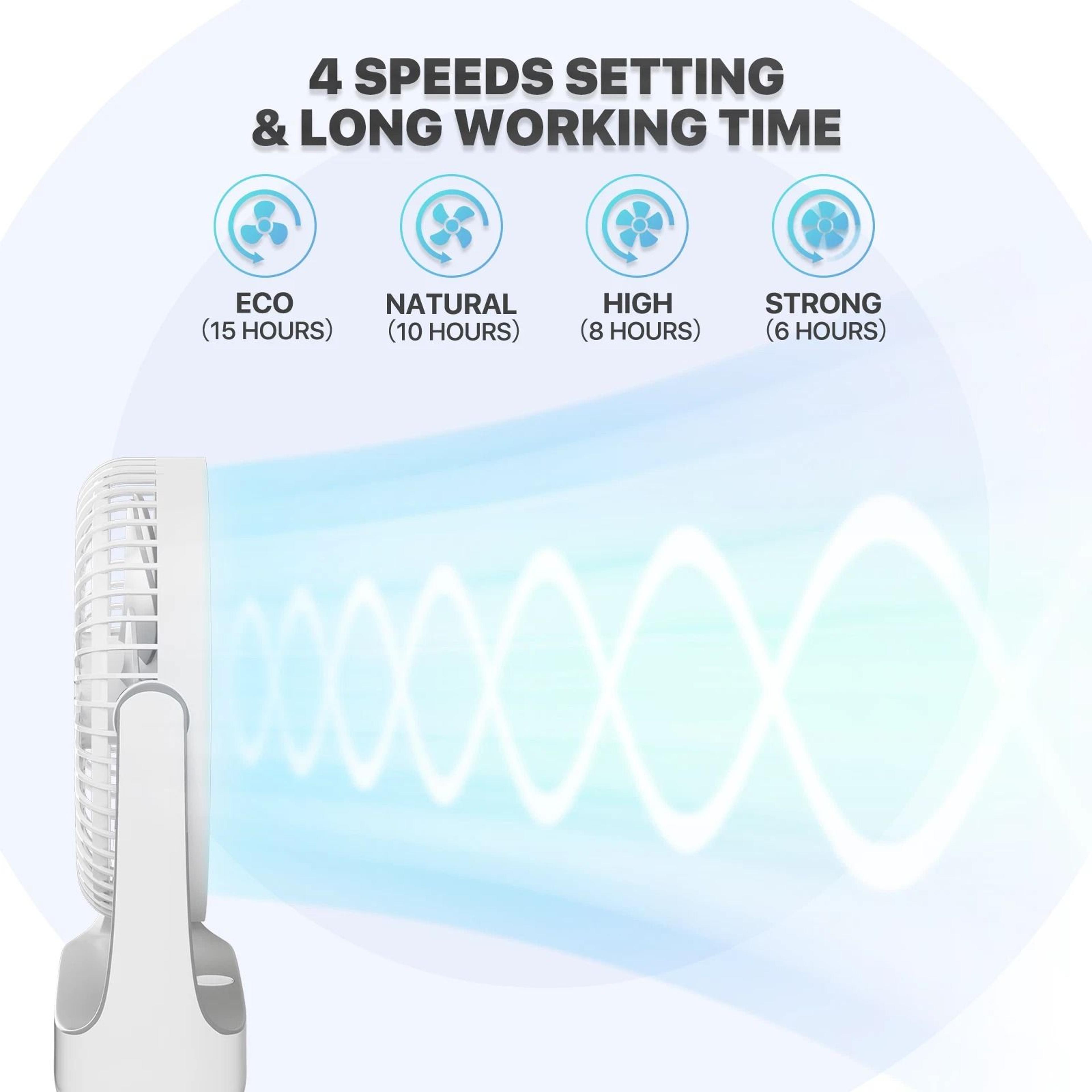 Portable Personal Desk Fan USB Rechargeable  Hanging Hook 6