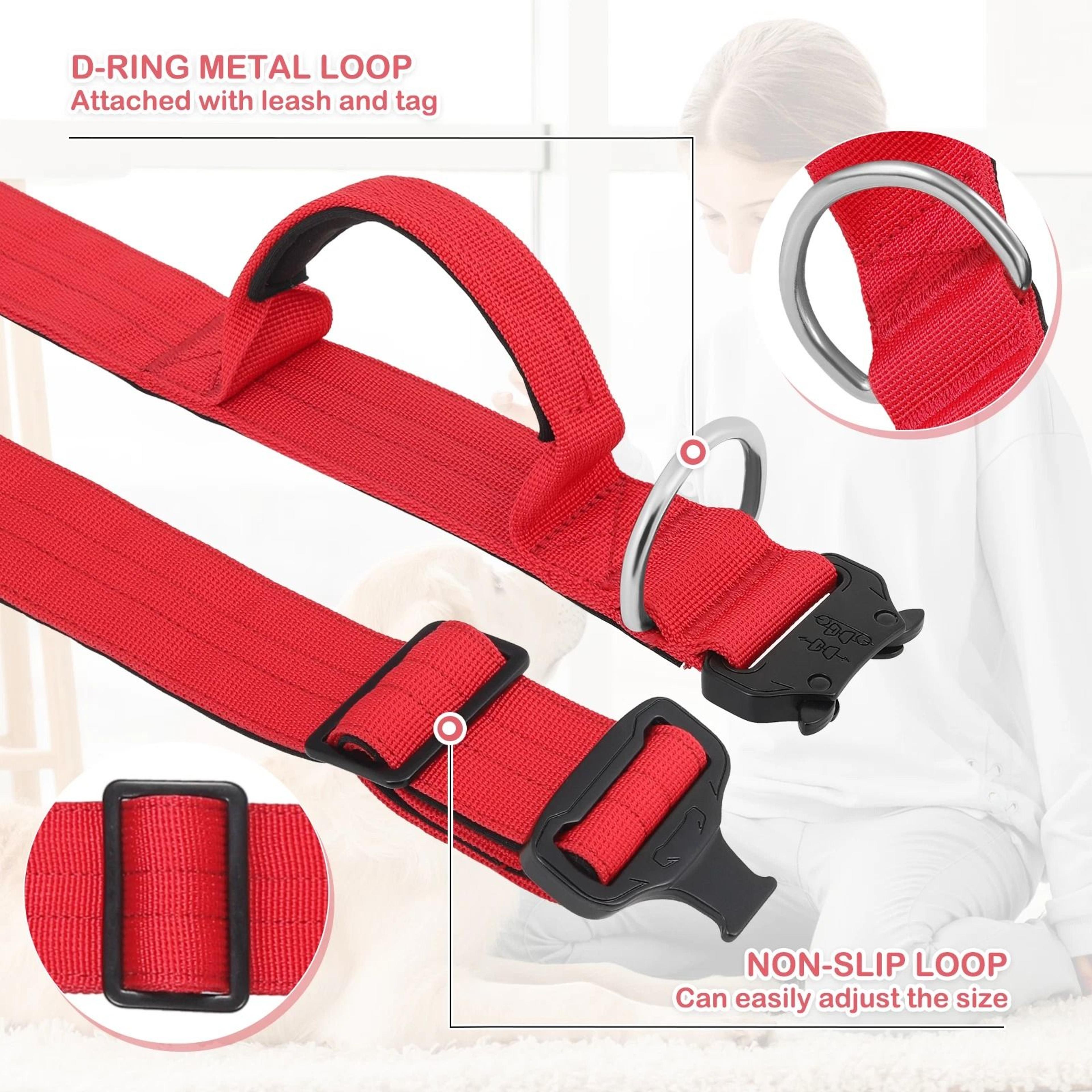 Reflective Nylon Dog Collar With Handle  Adjustable Comfortable Soft Puppy Neck Collar For Safe Wal 2