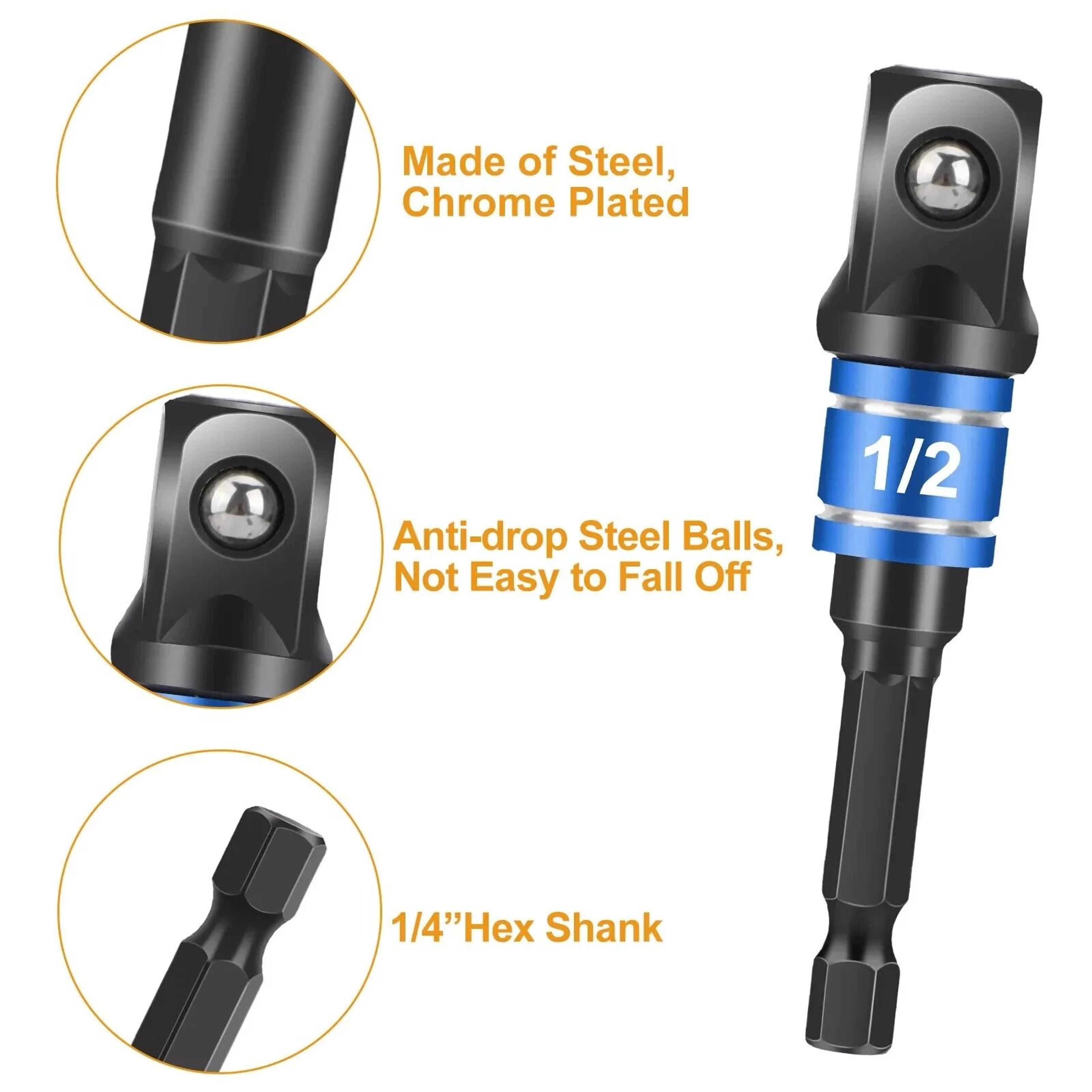Socket Adapter Impact Hex Shank Drill Bits Set With Right Angle Extension 4