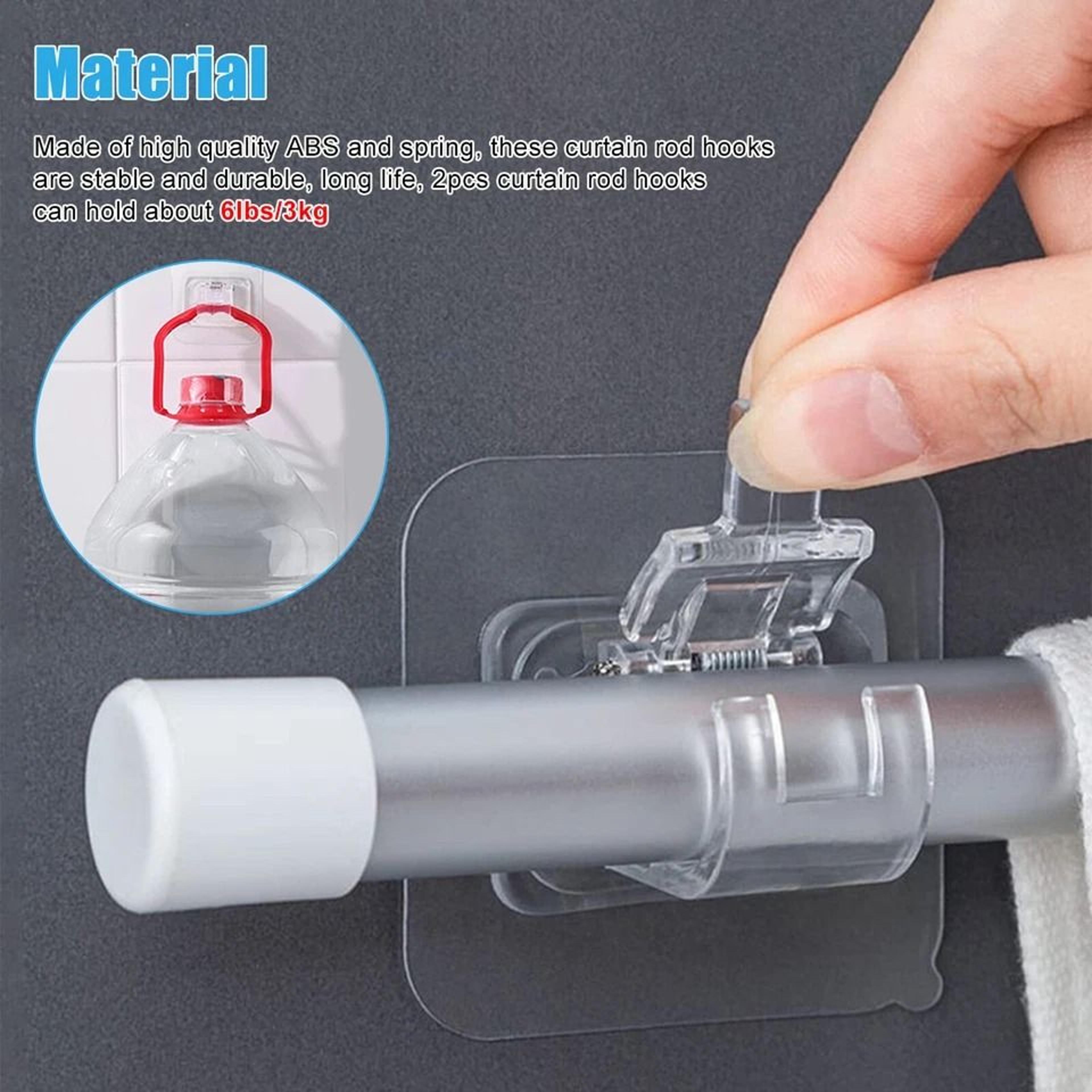 Self Adhesive Curtain Rod Brackets Adjustable NoDrill Hooks For Easy Installation 1