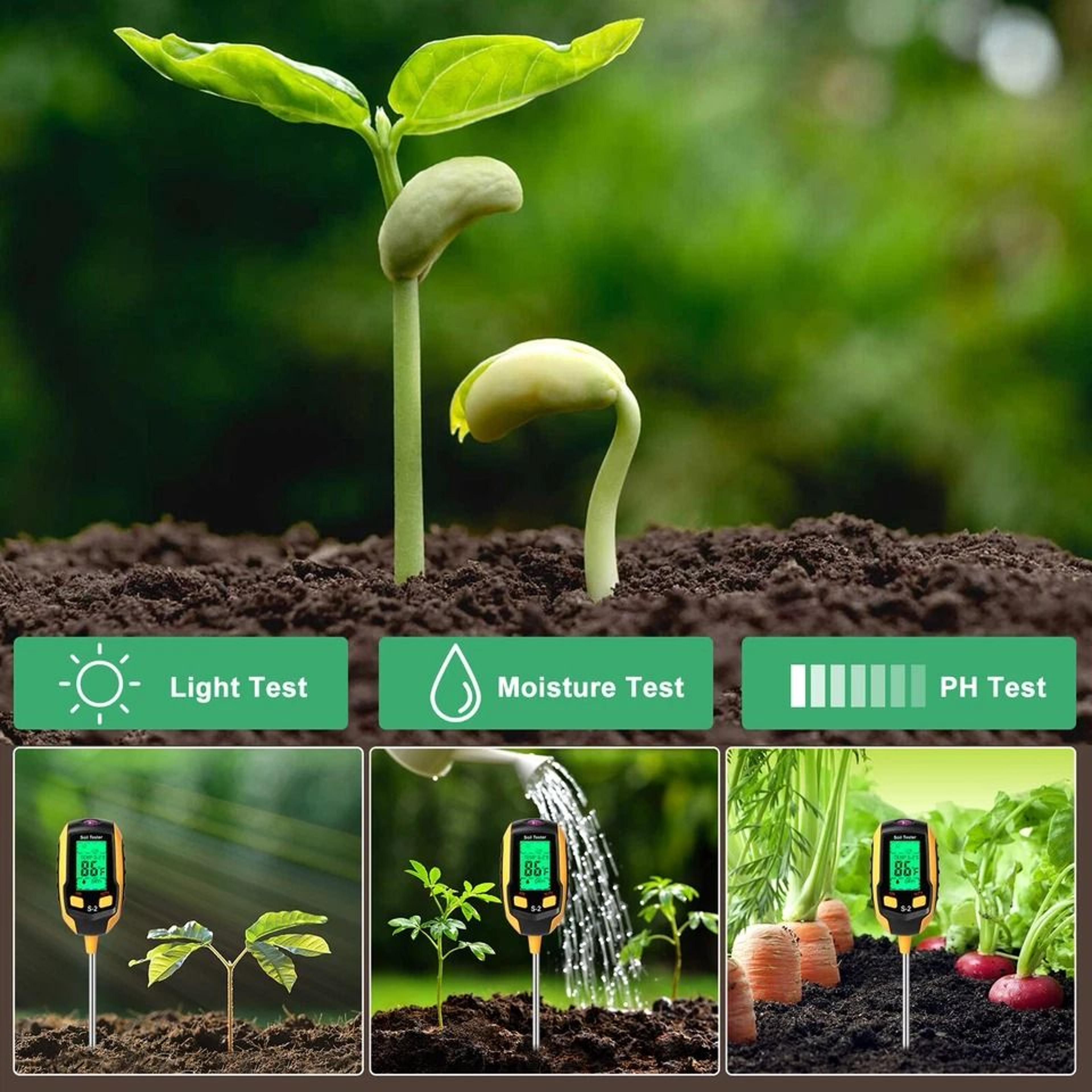 Digital Soil Moisture Tester For Plants Lawn And Garden PH Temperature  Light Meter 7