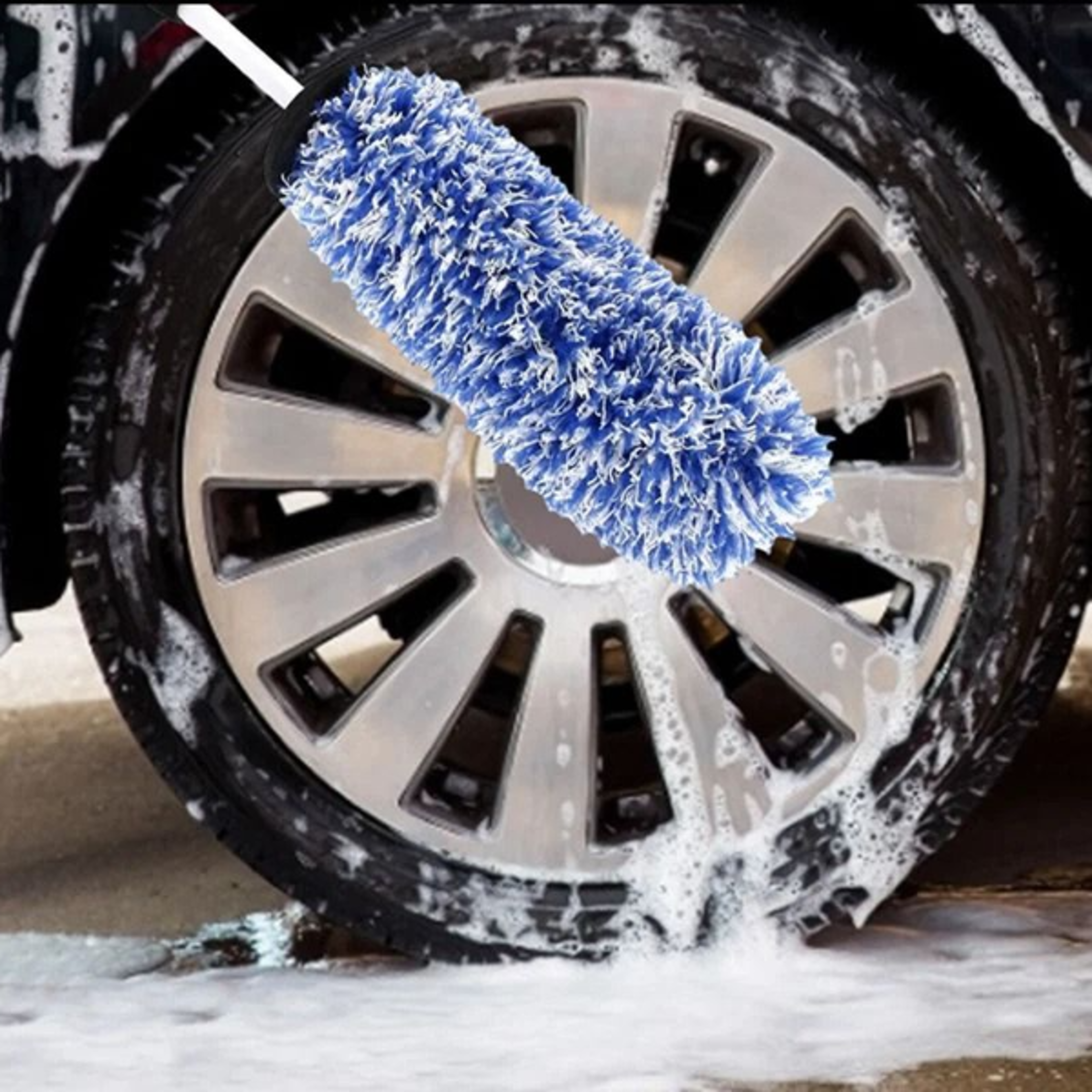microfiber car wheel brush tire, rim, engine & auto detailing cleaning kit