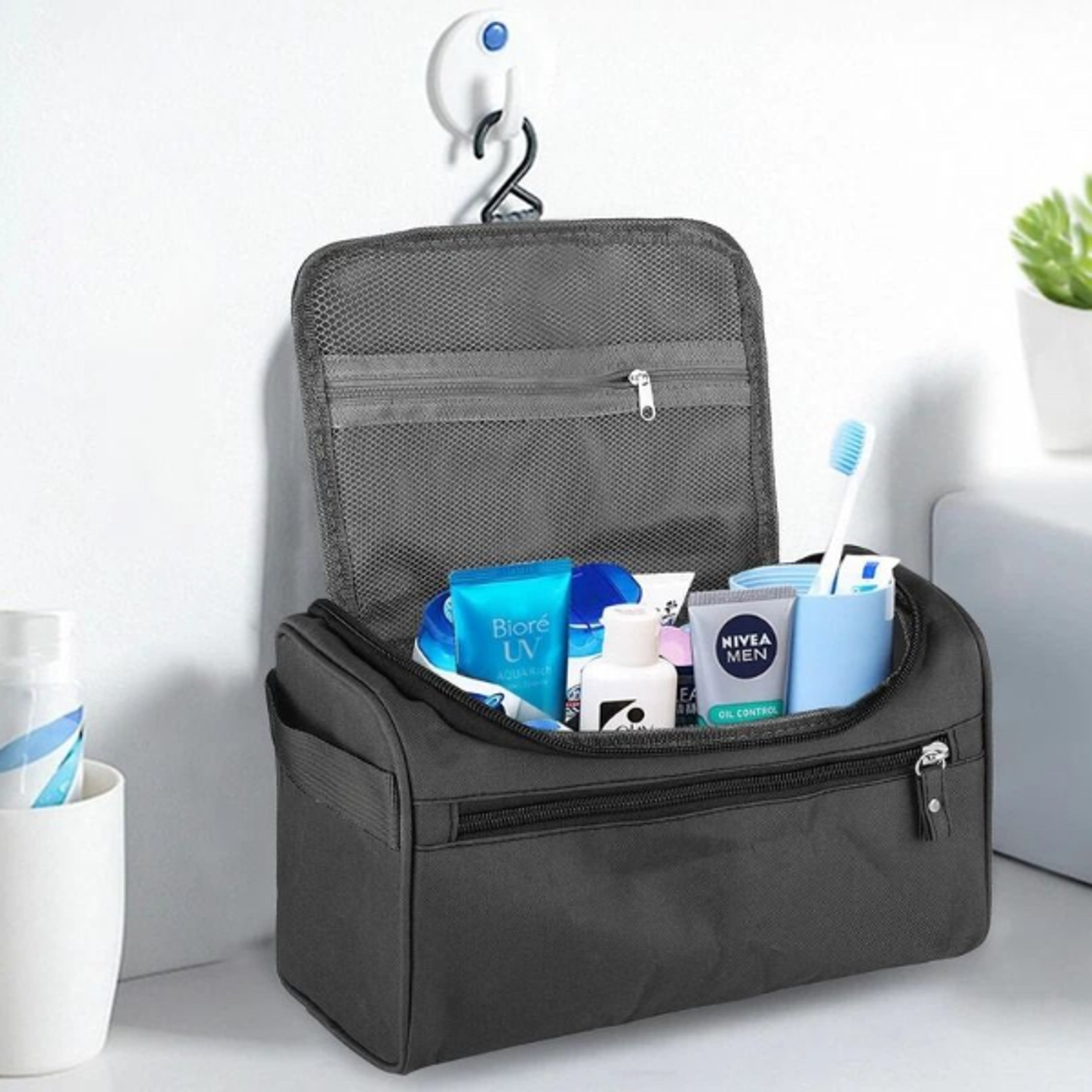 travel toiletry bag for men & women waterproof cosmetic, shaving, & makeup case organizer