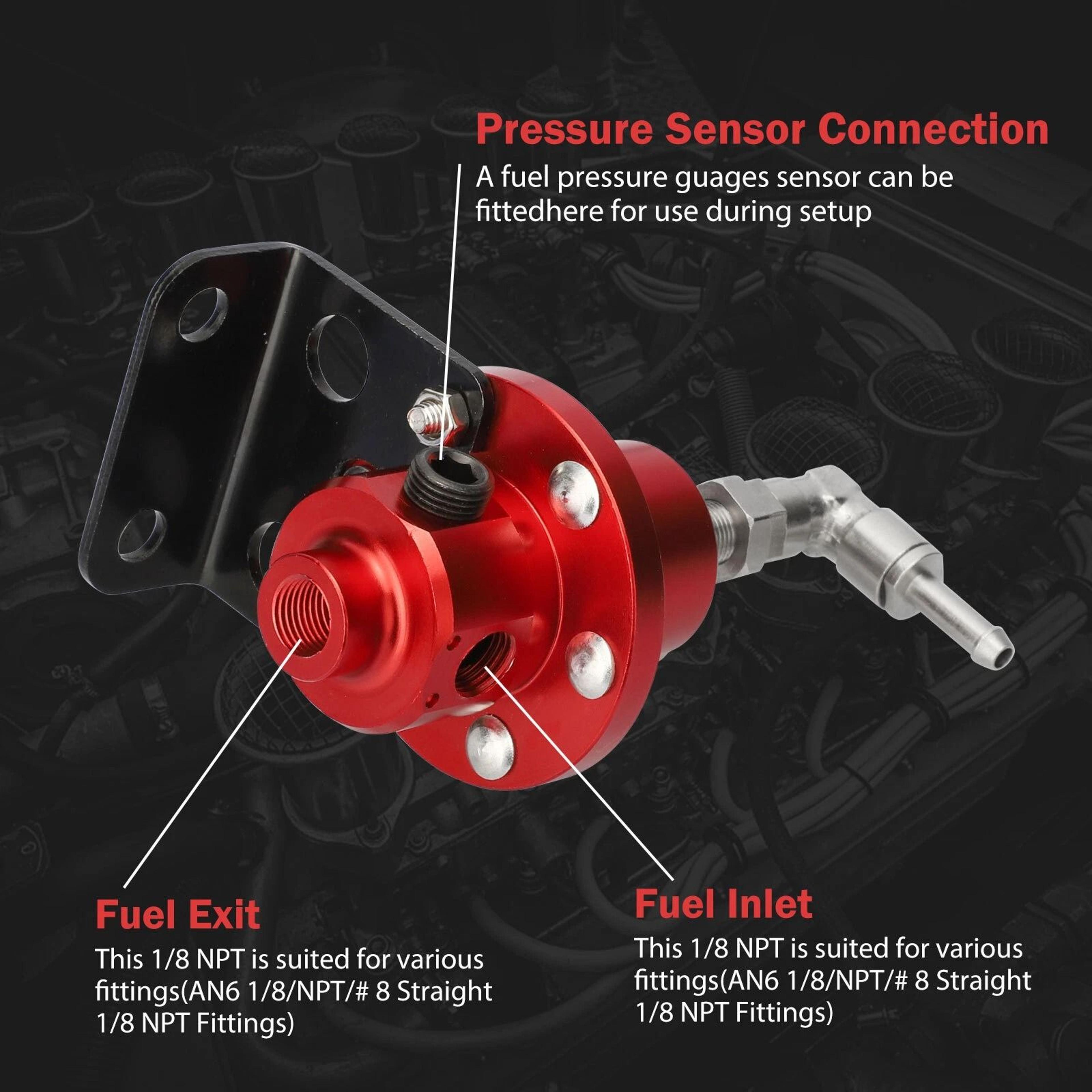 Universal Adjustable Car Fuel Pressure Regulator With Oil Gauge Kit 4