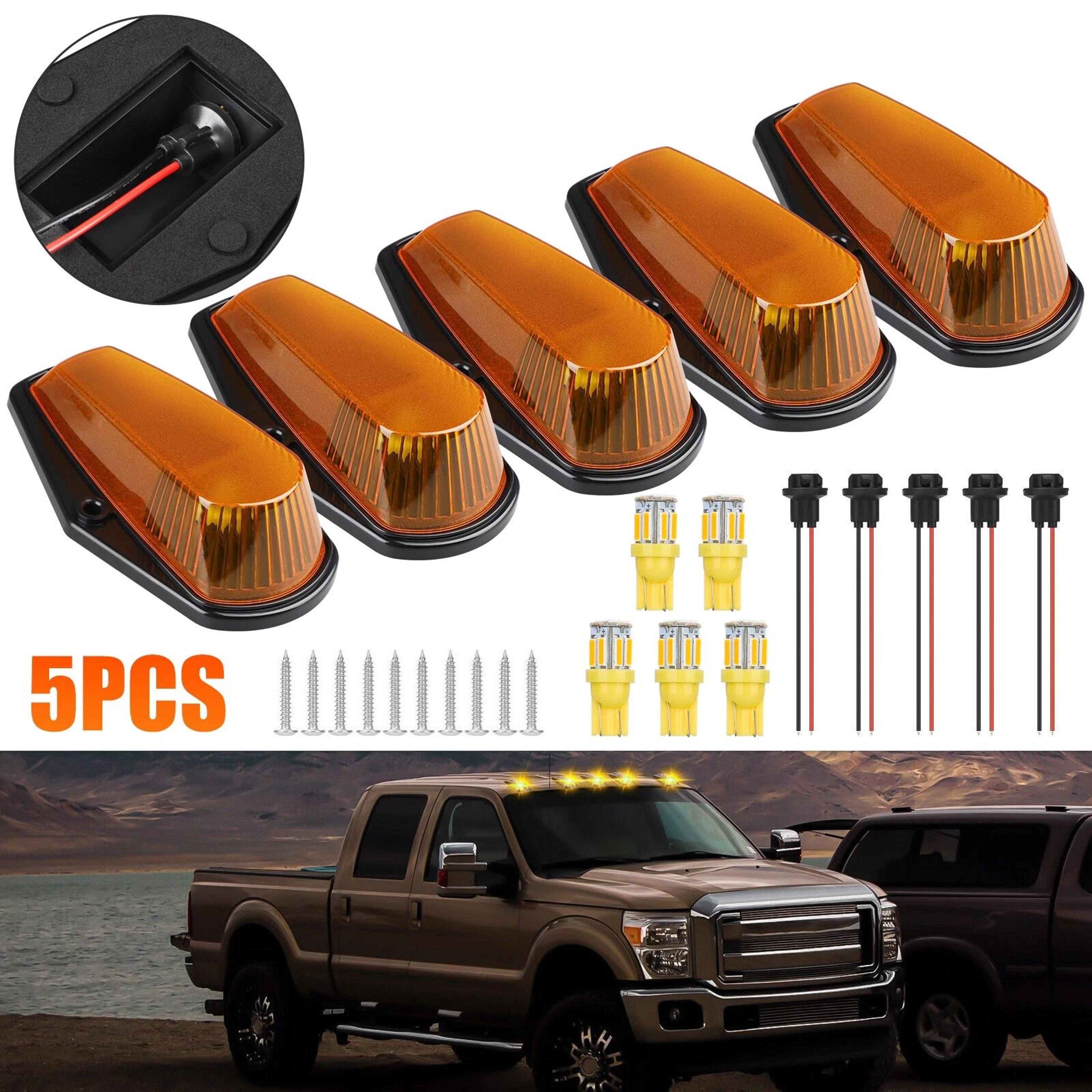 Amber LED Roof Top Cab Lights Marker Lamp Set Easy Install 5