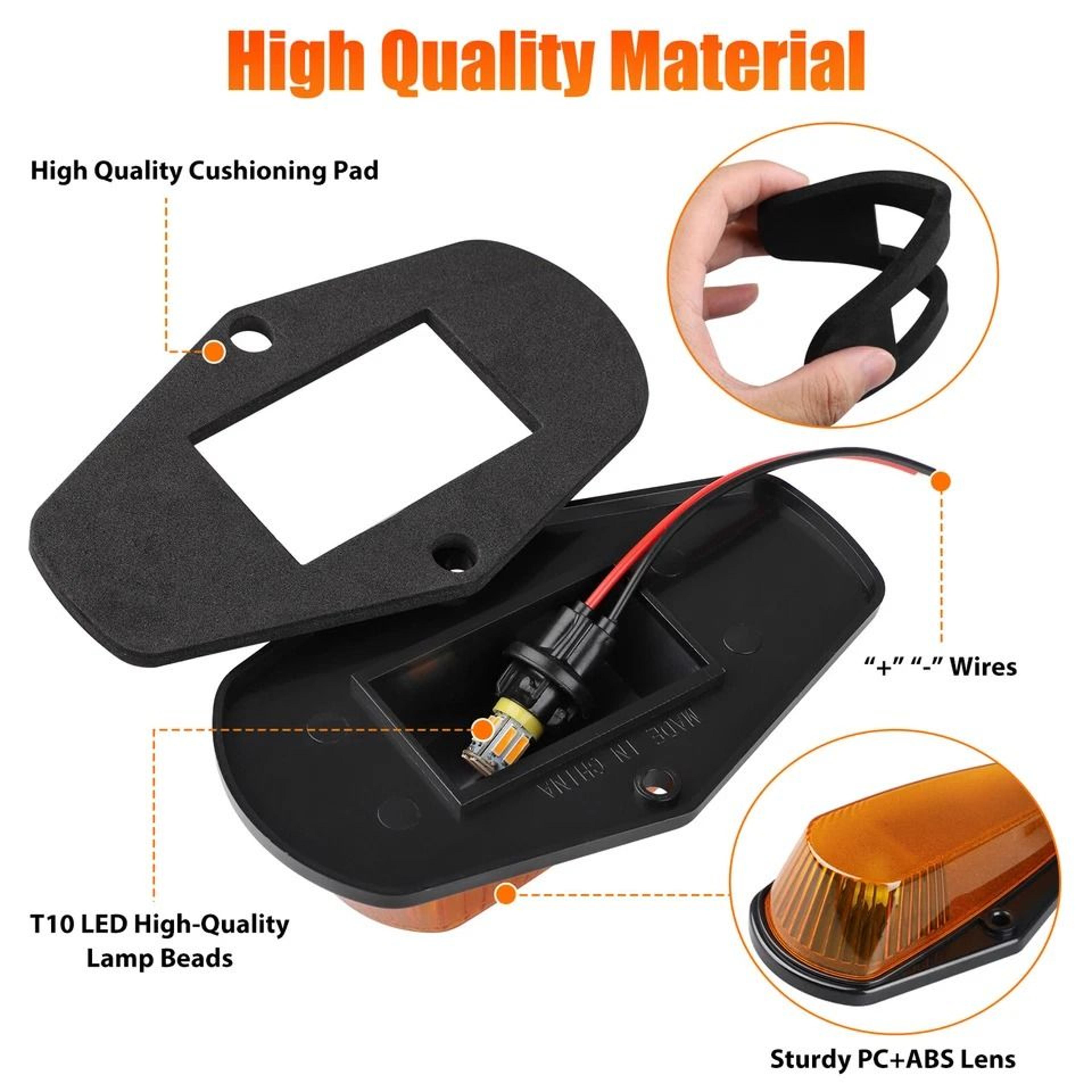 Amber LED Roof Top Cab Lights Marker Lamp Set Easy Install 3