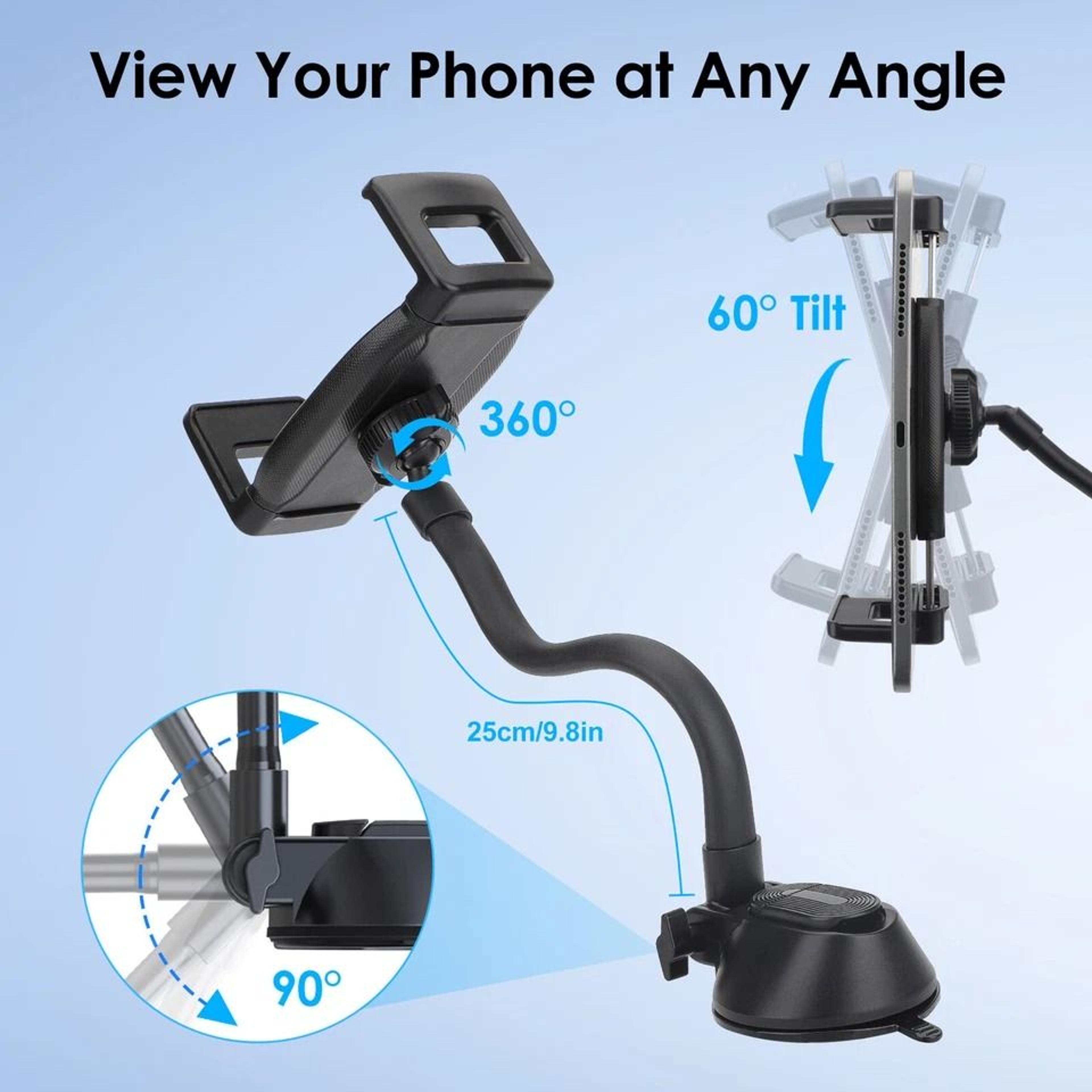 Car Tablet Holder Gooseneck Windshield  Dashboard Mount 2