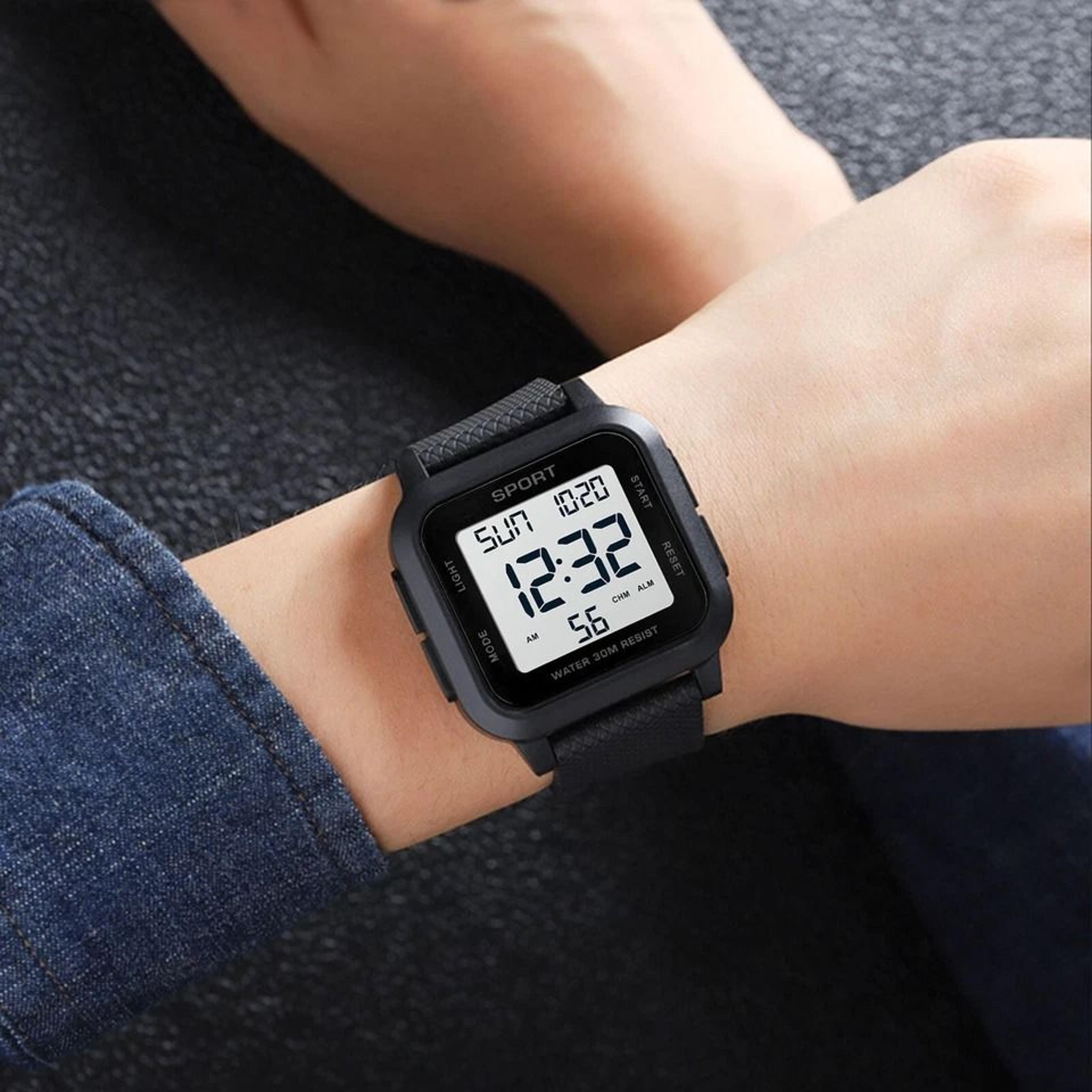 fashion men waterproof sports watch with led display, multifunction digital wristwatch