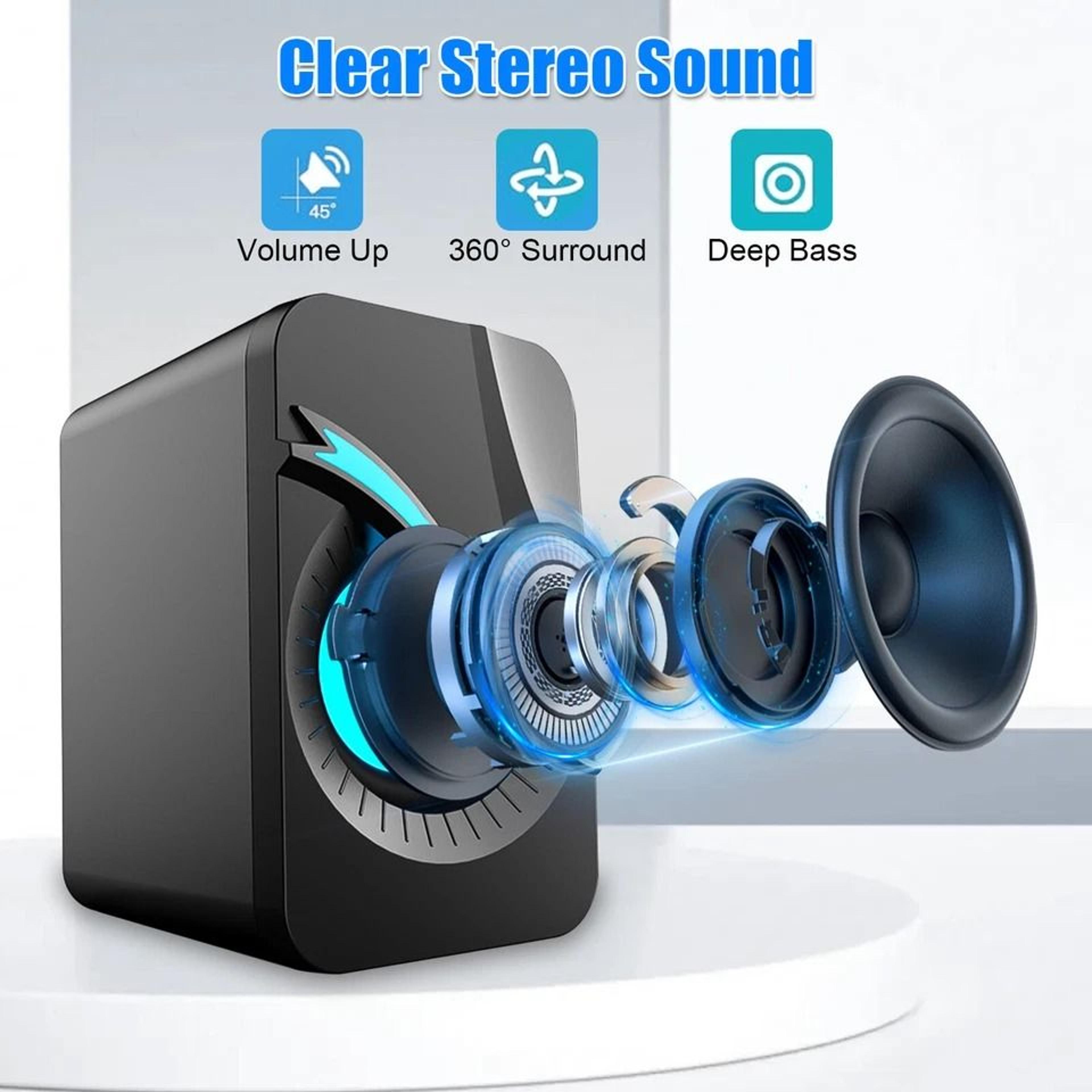 RGB LED Computer Speakers With Enhanced Bass Wired USB Stereo System For Desktop  Laptop 4