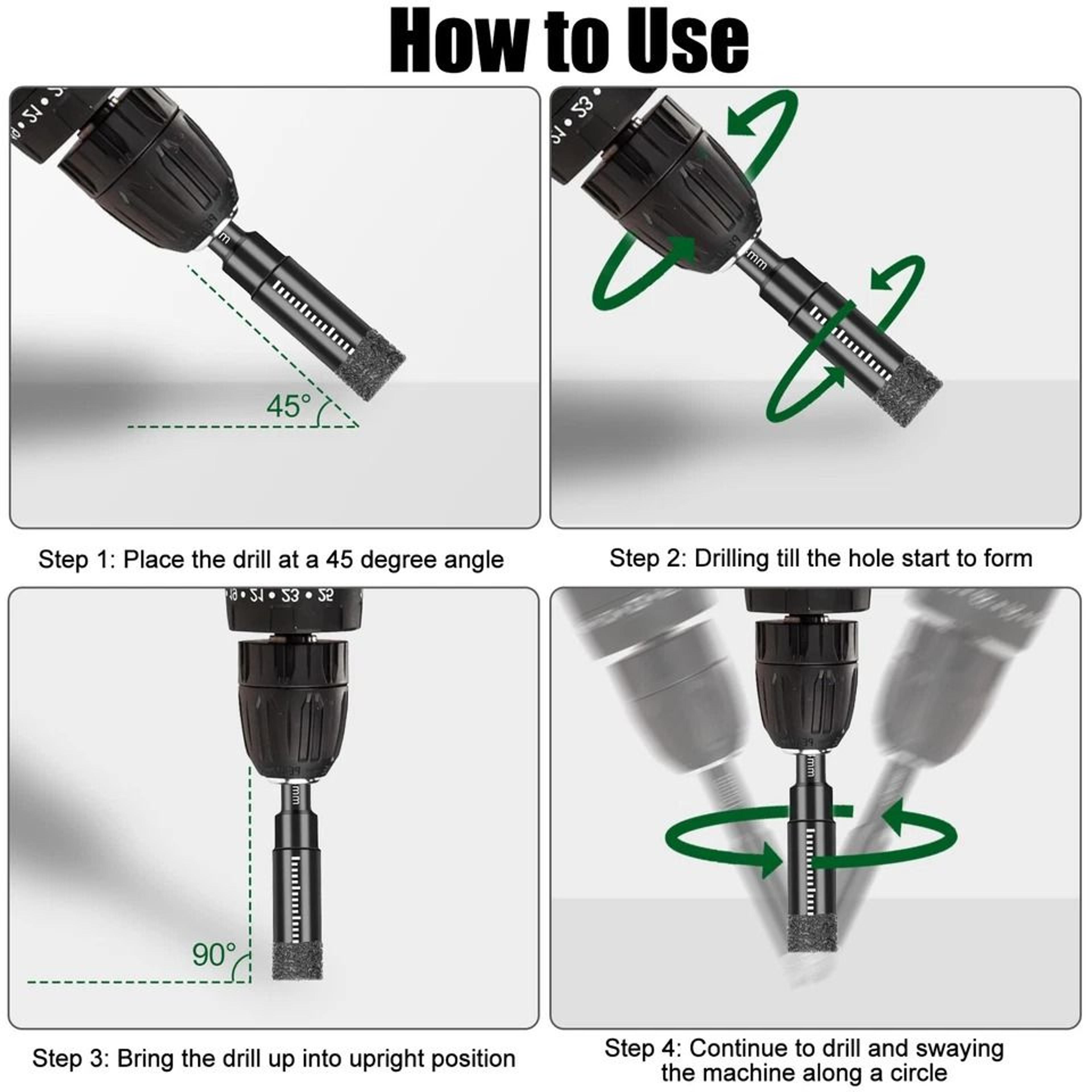 Dry Diamond Core Drill Bits Set Hex Shank For Glass Ceramic Granite  Marble 2