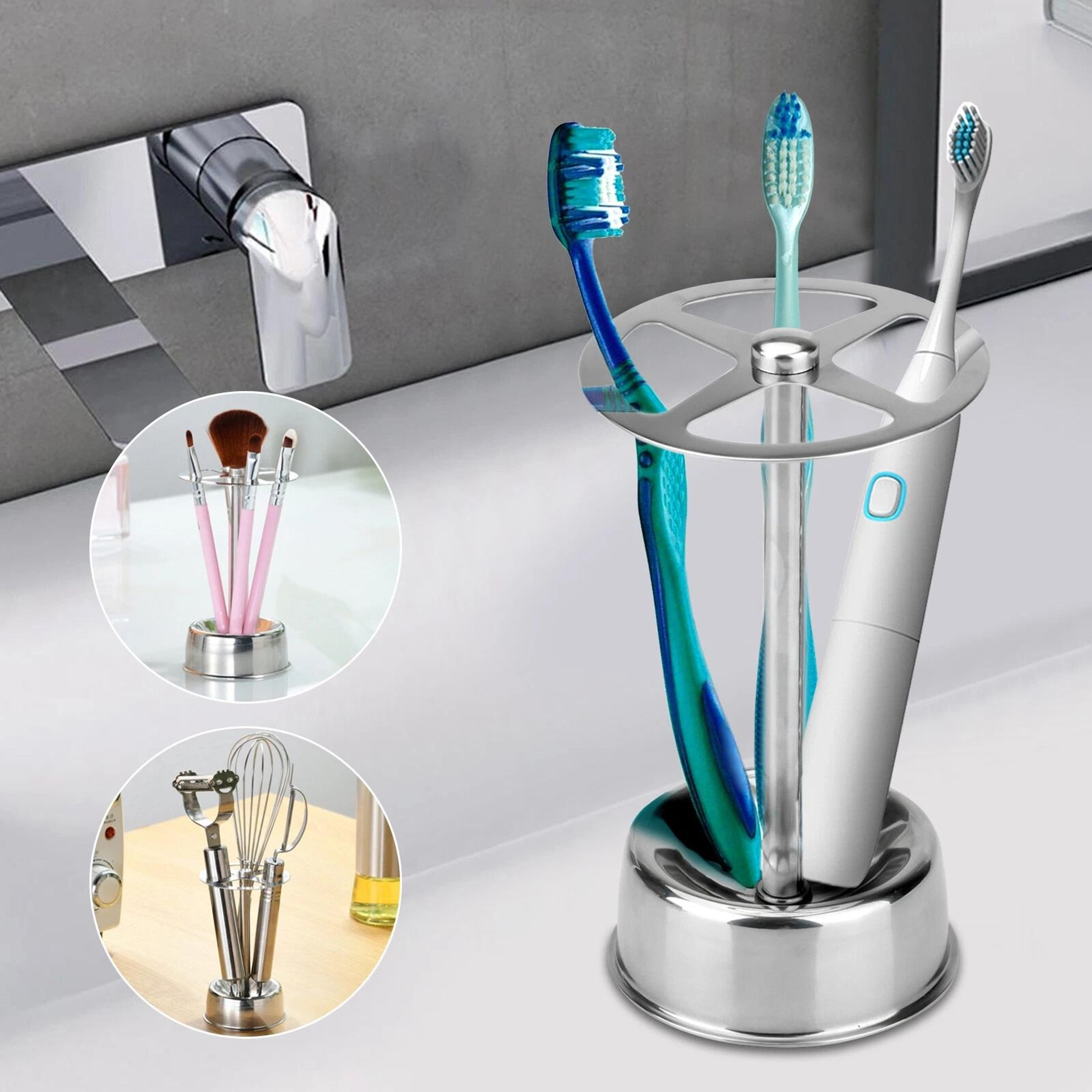 Stainless Steel Toothbrush Holder  Toothpaste Stand Rack For Bathroom 2