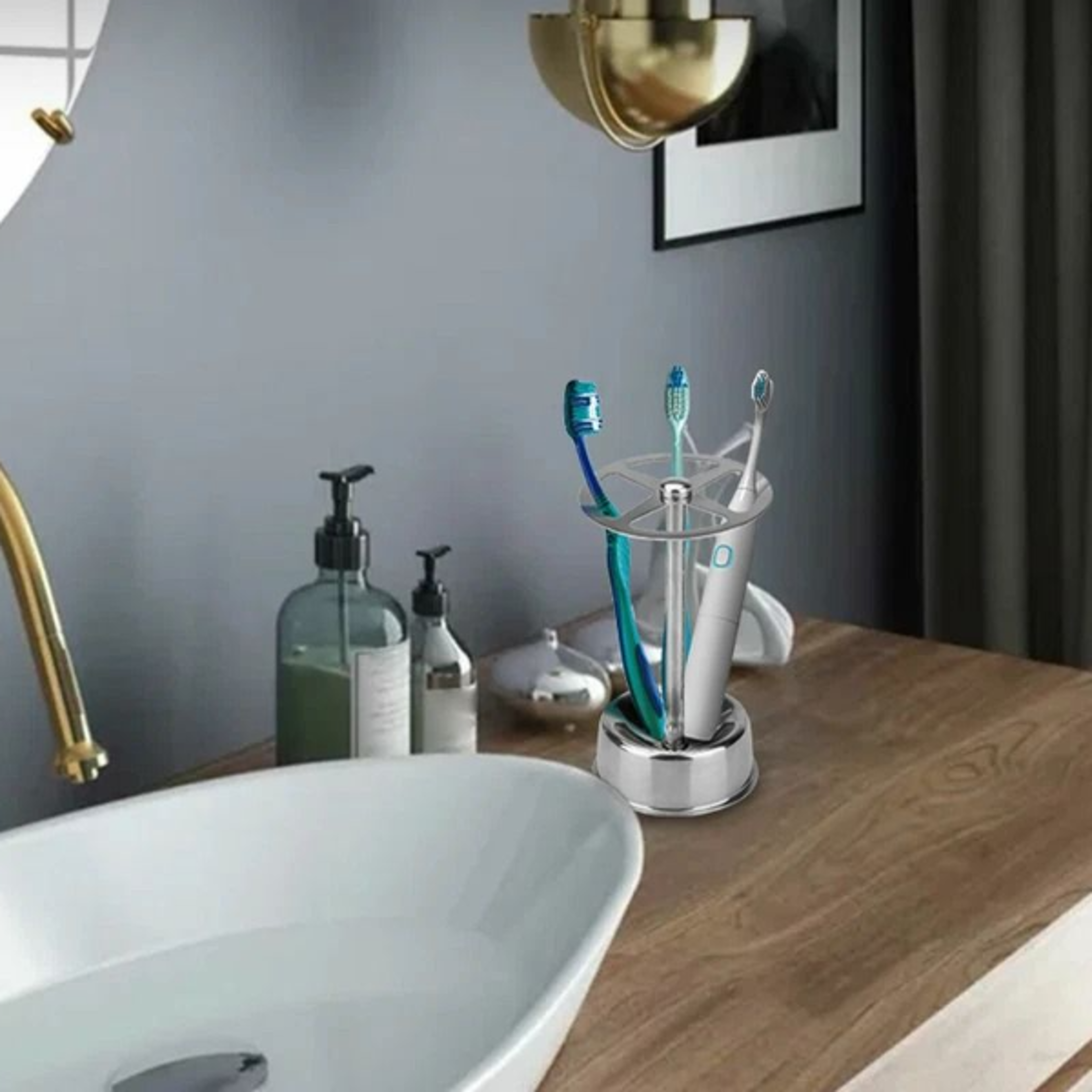 stainless steel toothbrush holder & toothpaste stand rack for bathroom