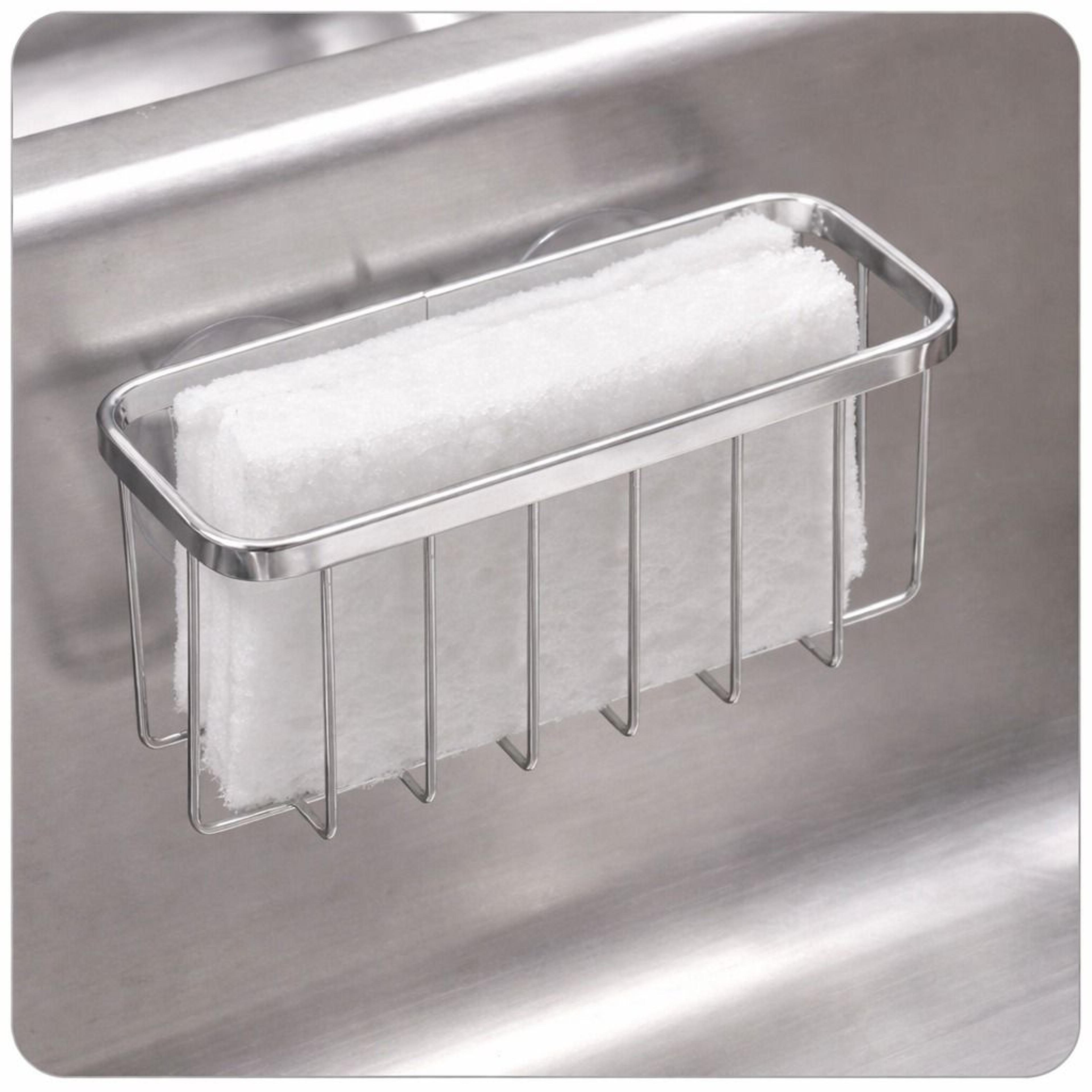sponge holder with suction cups kitchen sink caddy drain rack soap storage organizer