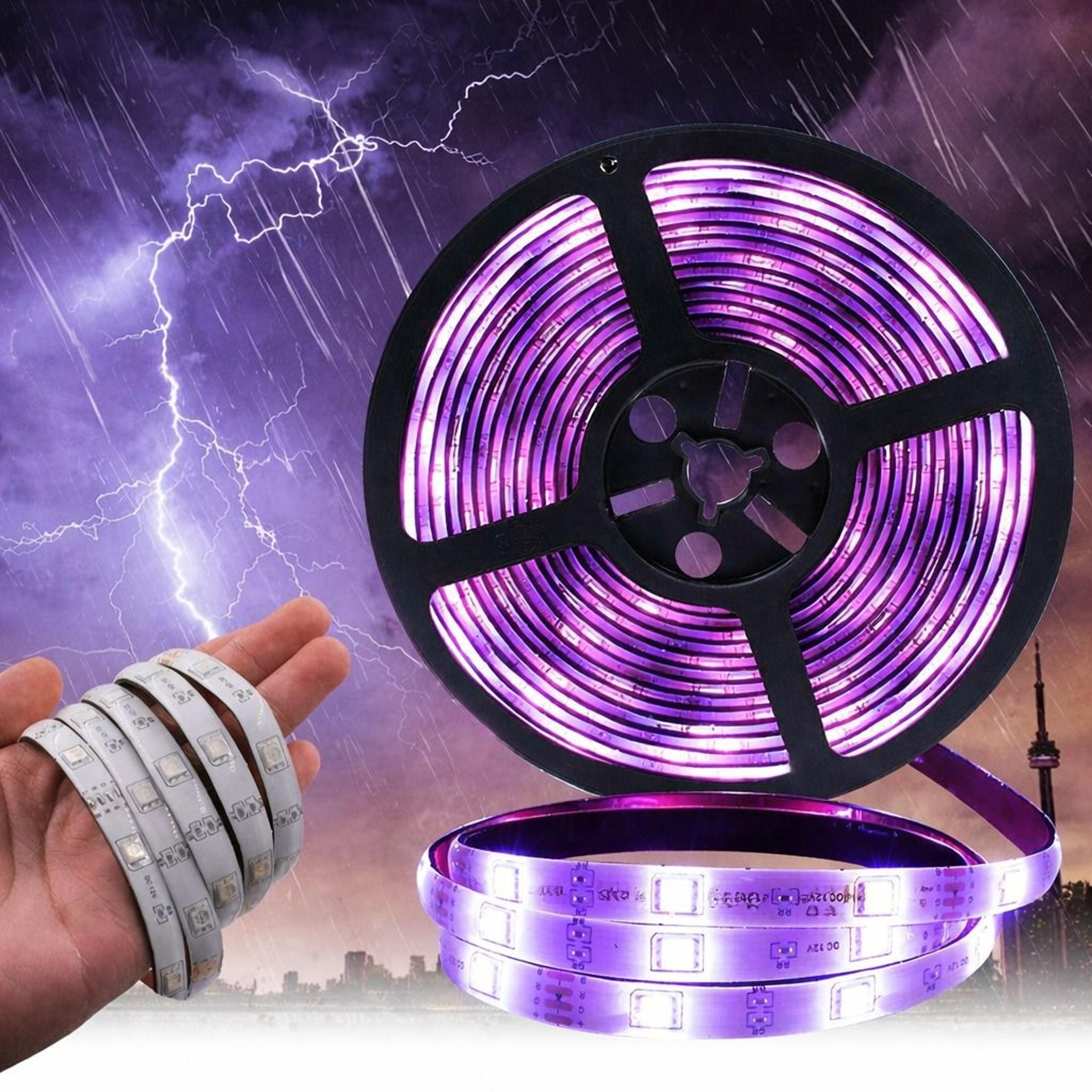 rgb waterproof led strip light kit with key remote & power adapter