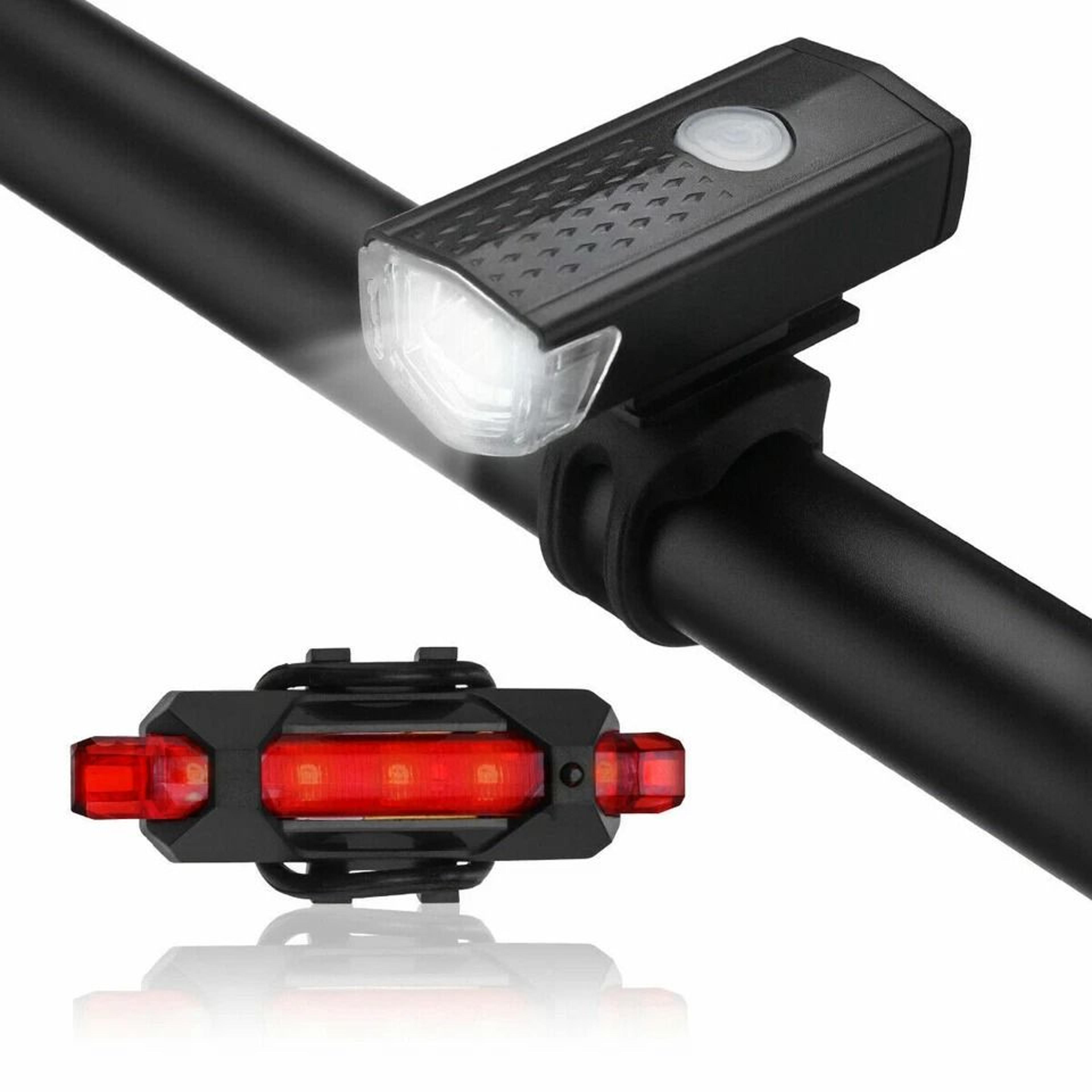 rechargeable led bicycle headlight & tail light set usb bike front & rear lights