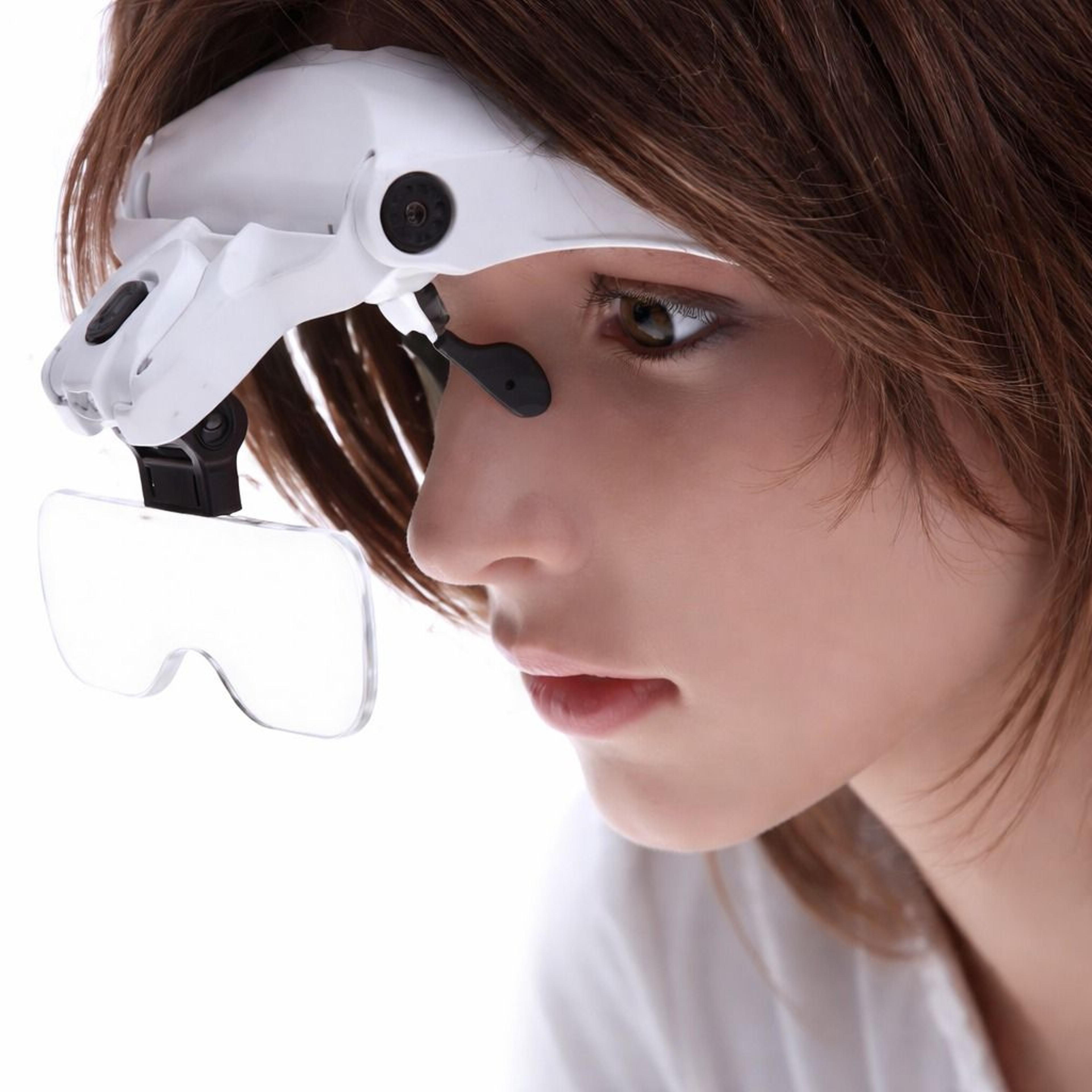 led light magnifier visor headband loupe for jewelers & hobbyists