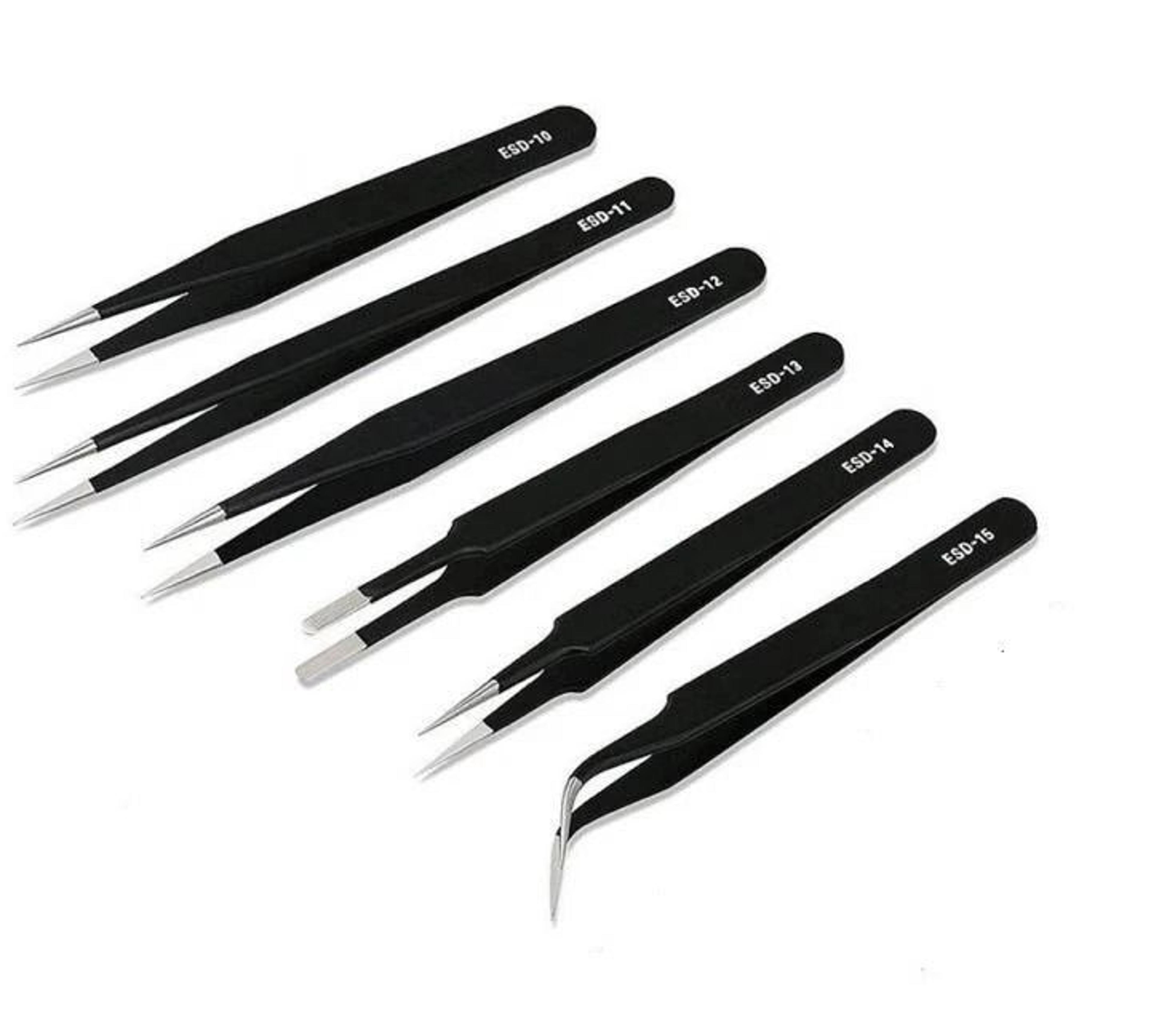 esd anti-static tweezers set for precision maintenance and repair