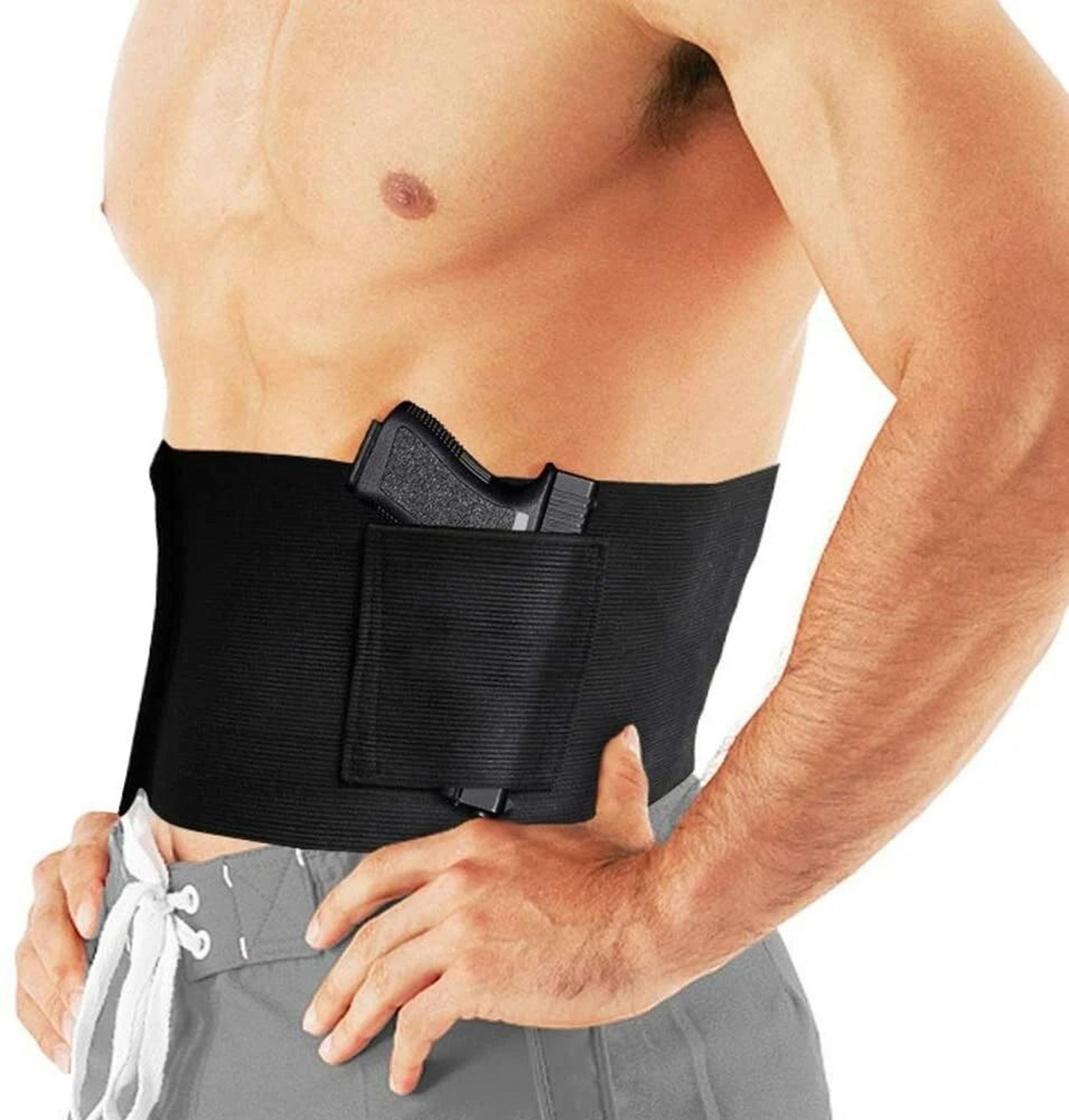 belly band holster for concealed carry pistol waist holster with dual mag pouches