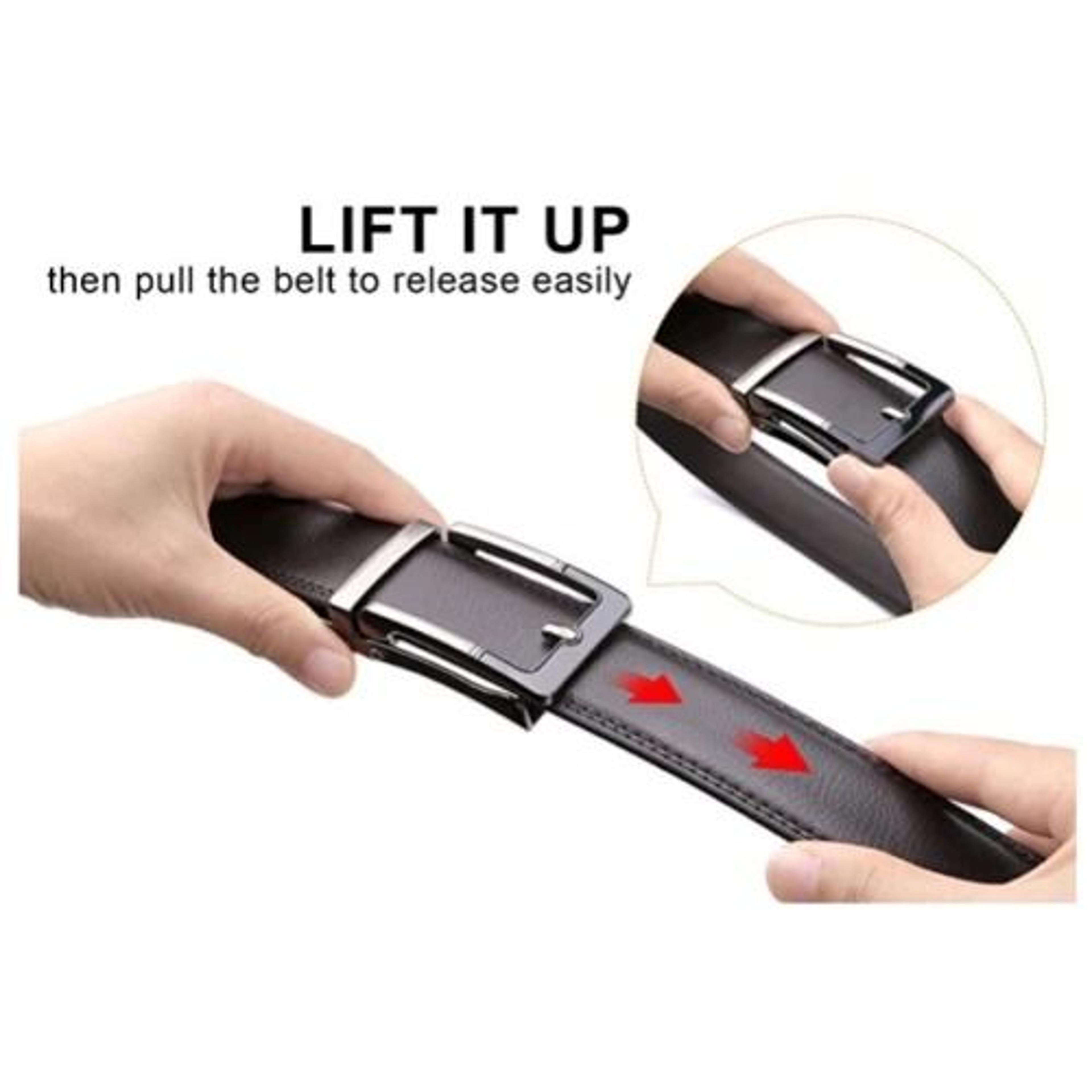 Mens Leather Automatic Buckle Belt Durable Click Lock Fashion Belt 2