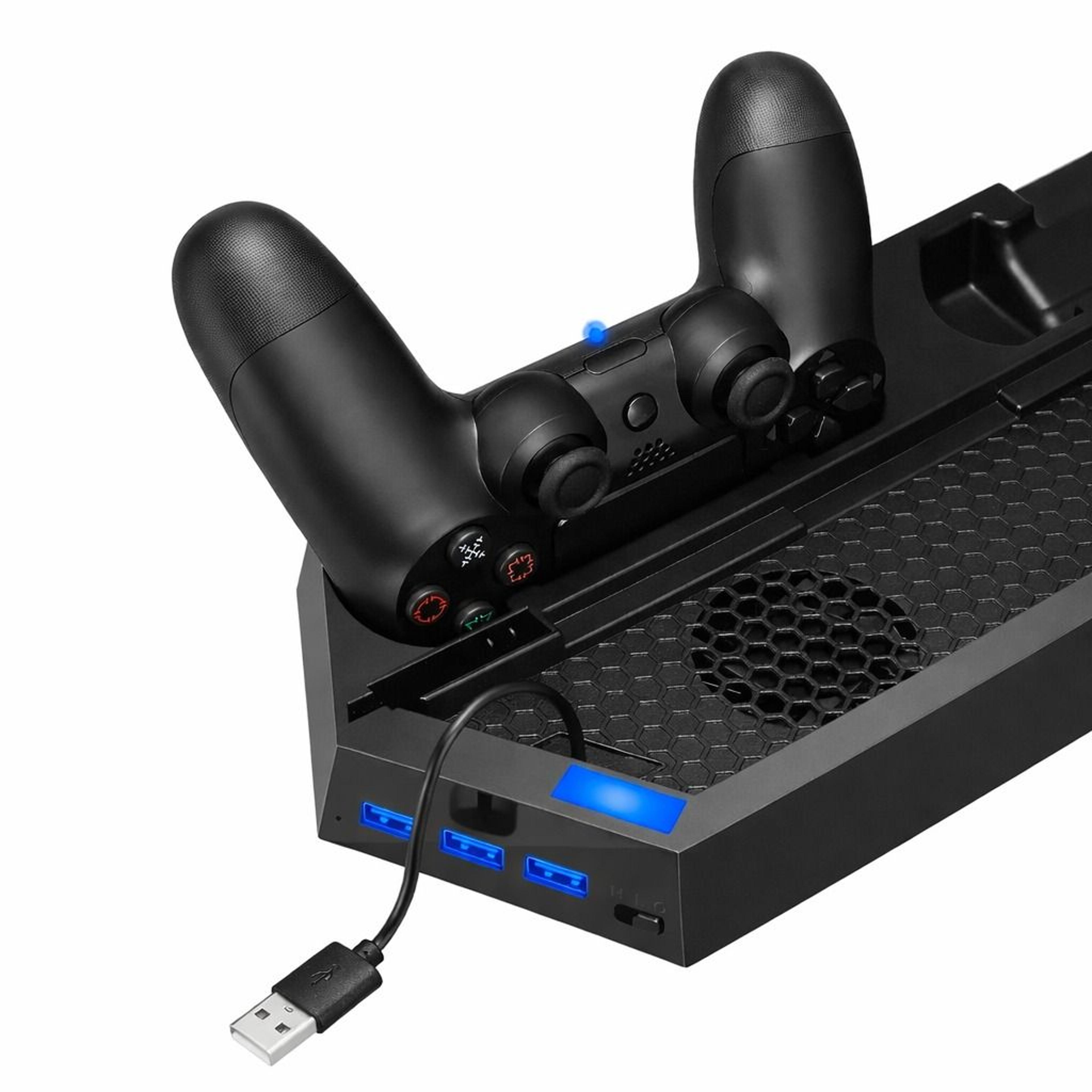 ps4 vertical stand cooling station with dual controller charging dock