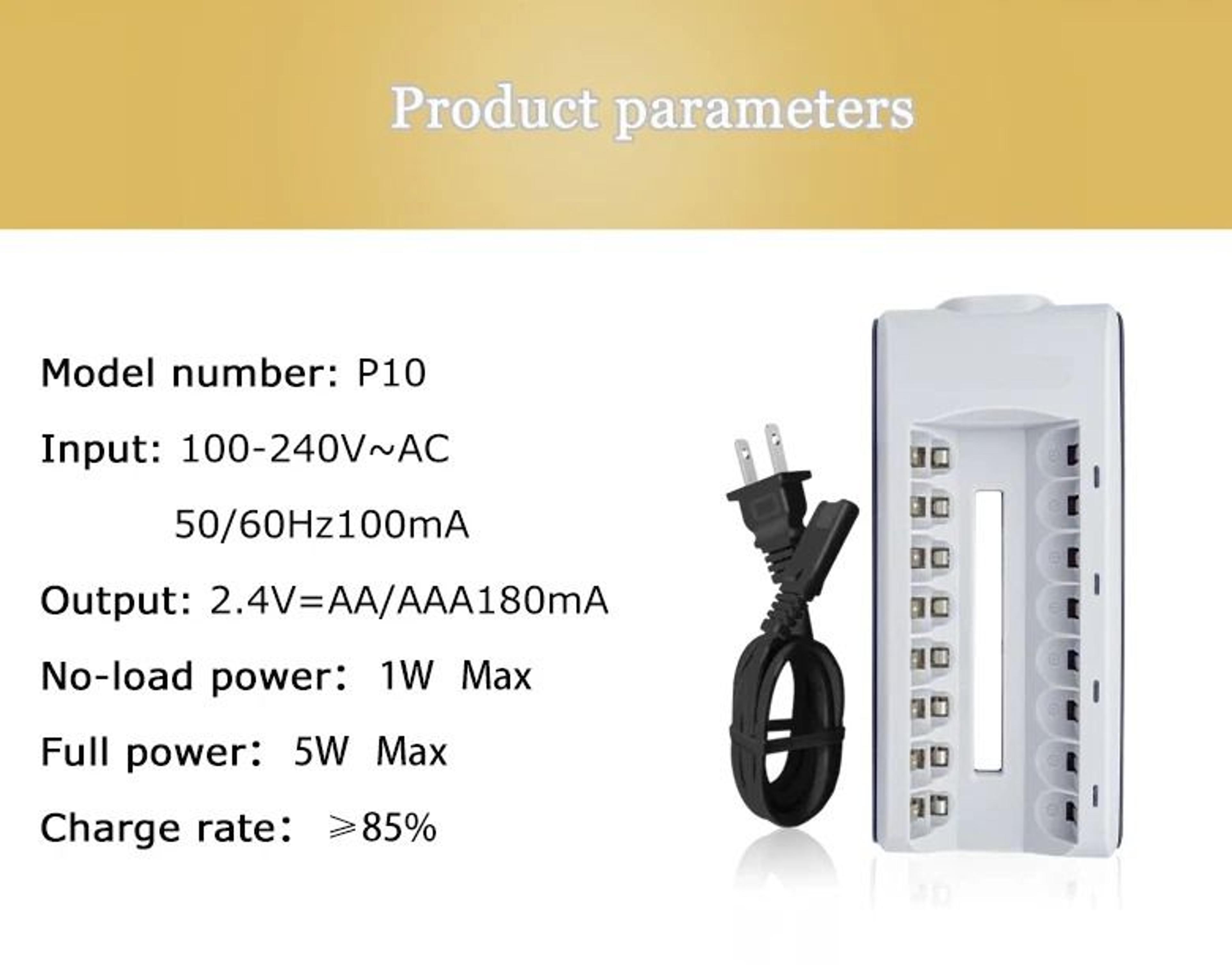 Rechargeable Battery Charger With 8 Slots Fast Charge 12