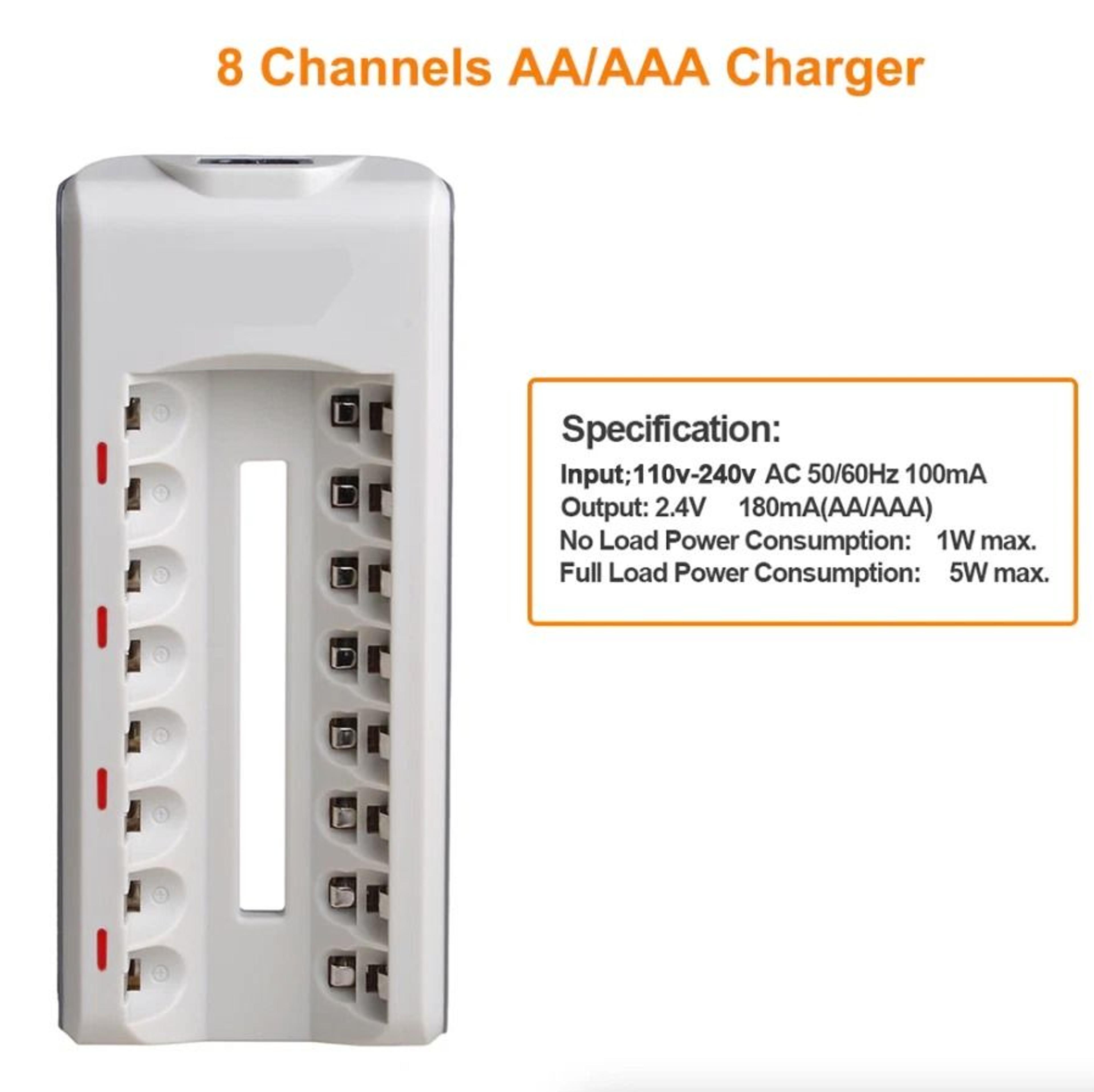 Rechargeable Battery Charger With 8 Slots Fast Charge 16
